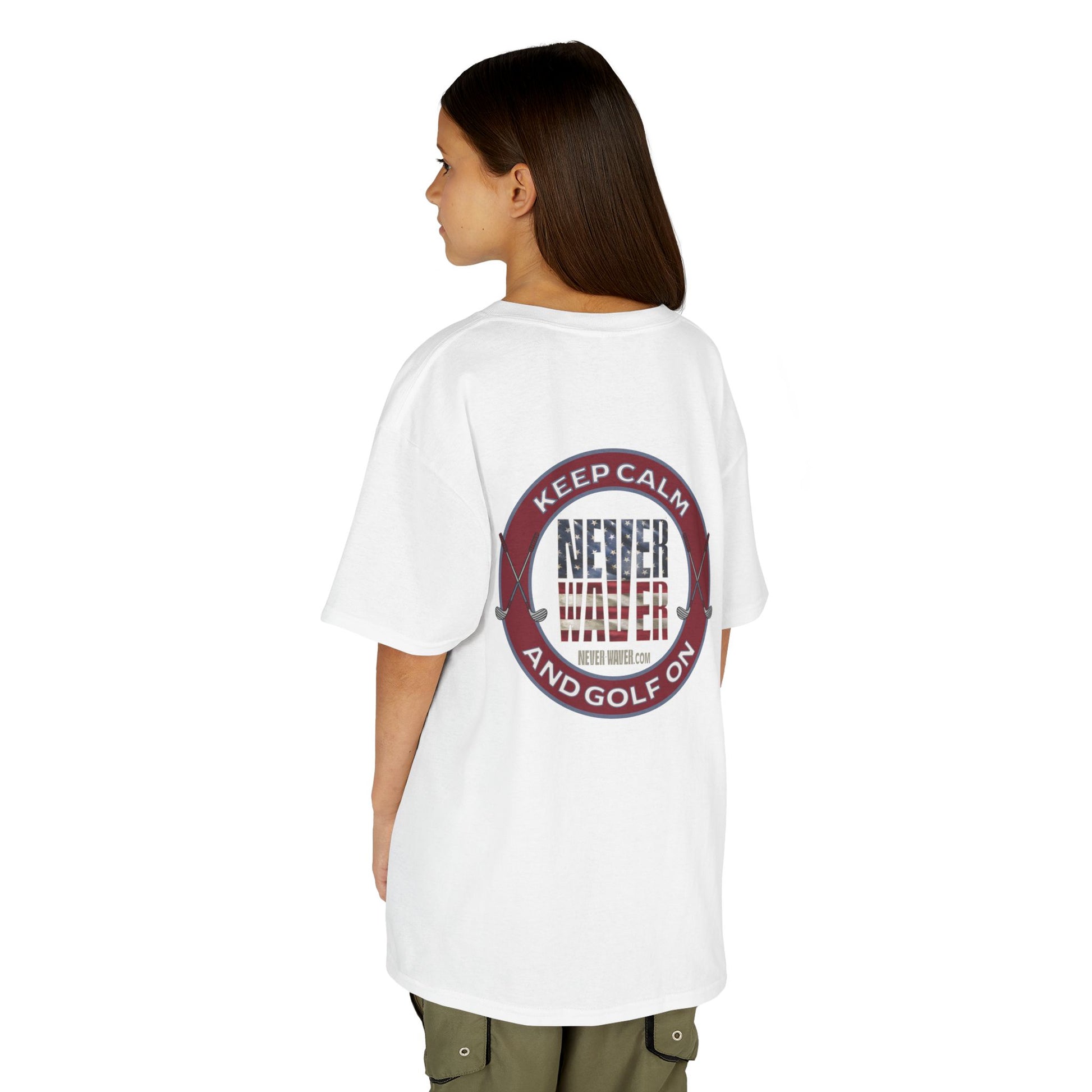 Kids Golf Tee - Keep Calm Never Waver and Golf On - Never Waver