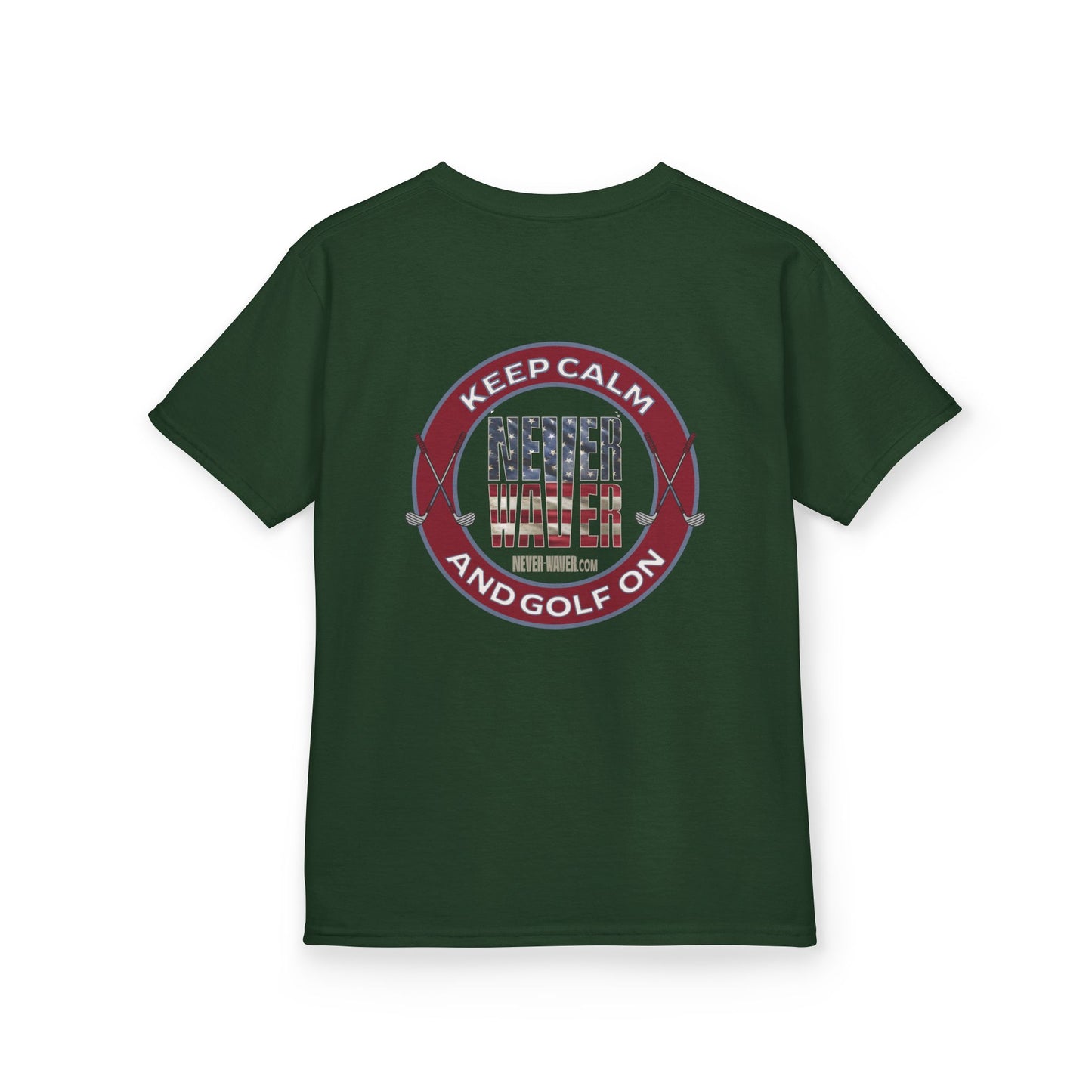Kids Golf Tee - Keep Calm Never Waver and Golf On - Never Waver