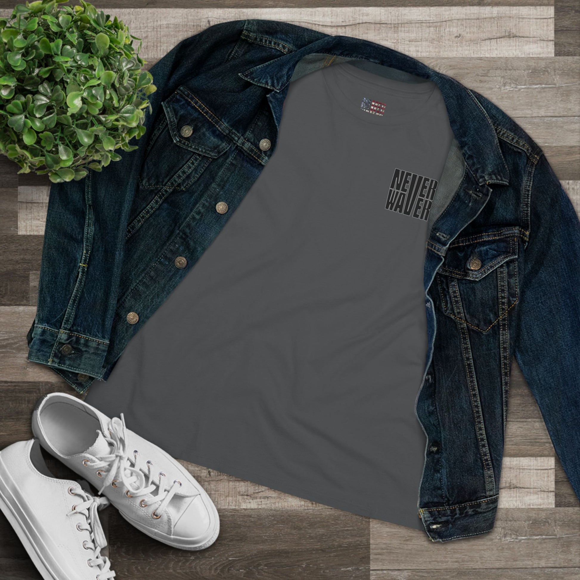 Never Waver” Jesus t-shirt might feature a bold, eye-catching design that reflects a steadfast faith and confidence in Christ.  Women's Cotton Tee - Never Waver