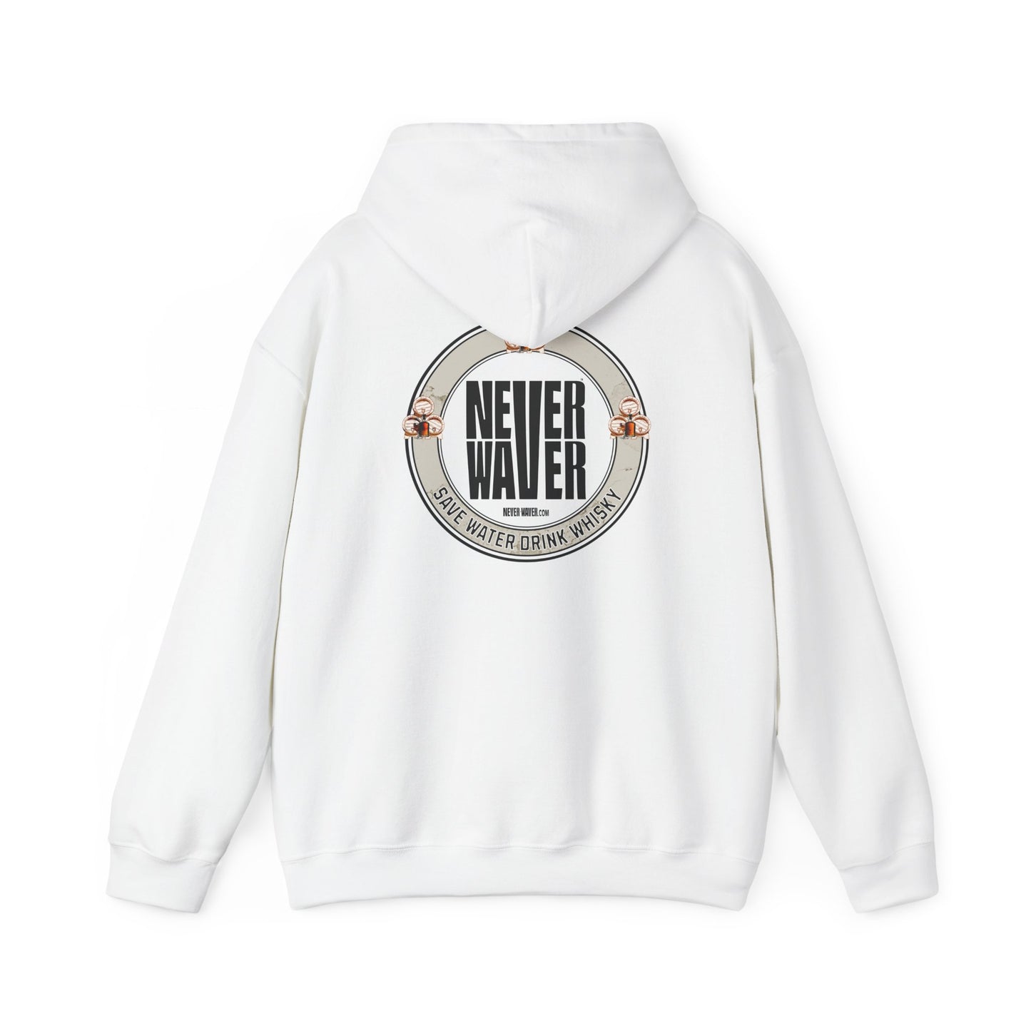 Eco-Friendly Unisex Hoodie: "Never Waver - Save Water, Drink Whiskey" - Never Waver
