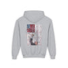 Never Waver Trump Fist Pump W Jesus Protection Vintage-Inspired Youth Hoodie with American Flag Design - Never Waver