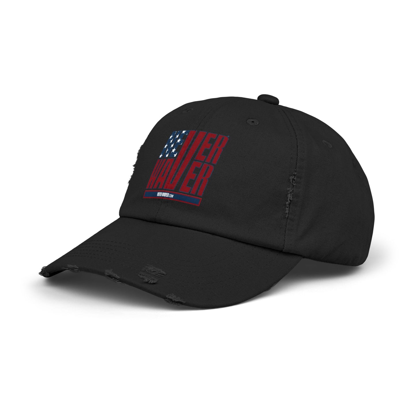Unisex Distressed Cap - 'Never Waver' Casual Hat for Everyday Style Patriotic