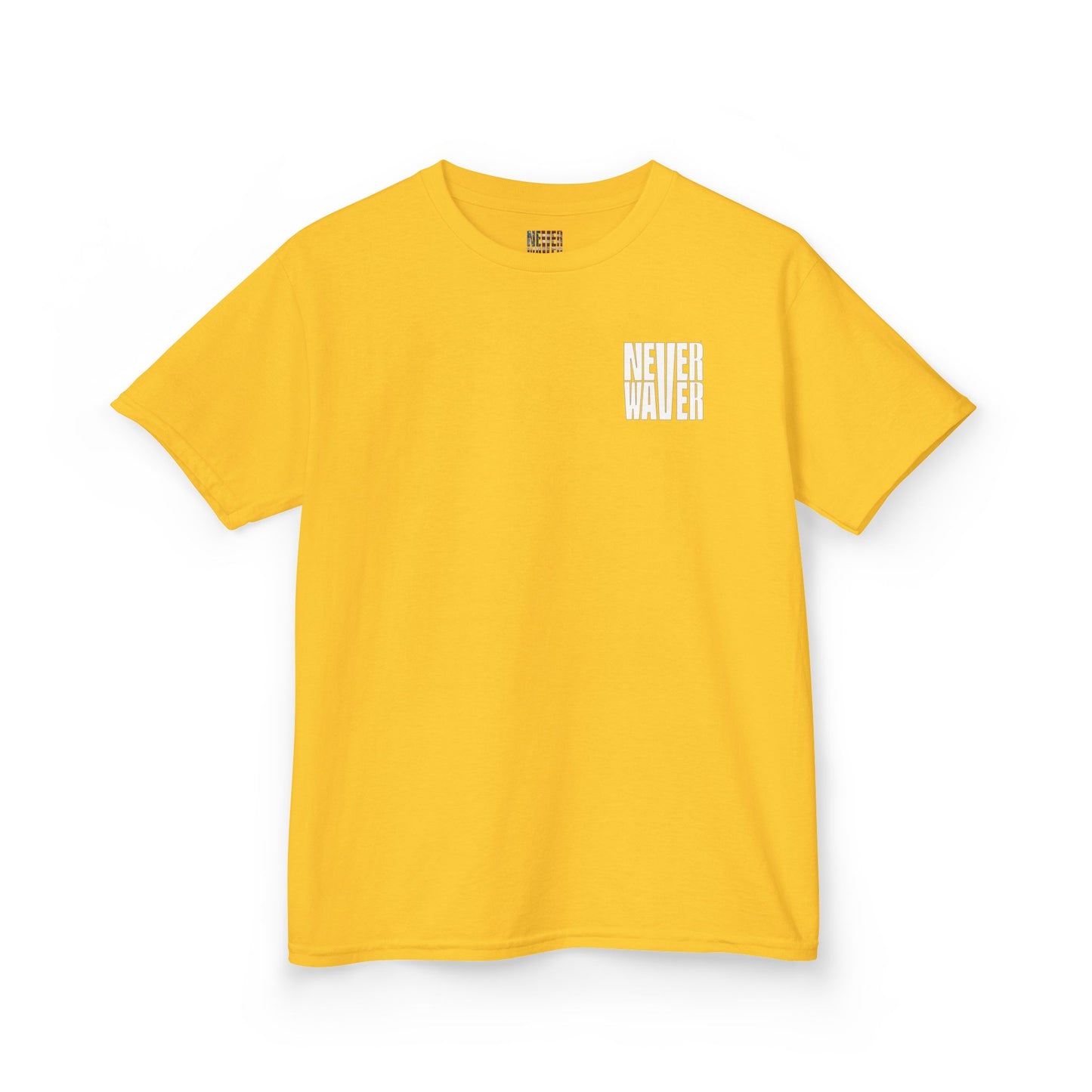 Kids Golf Tee -Never Waver” Jesus a bold, eye-catching design that reflects a steadfast faith and confidence in Christ. - Never Waver