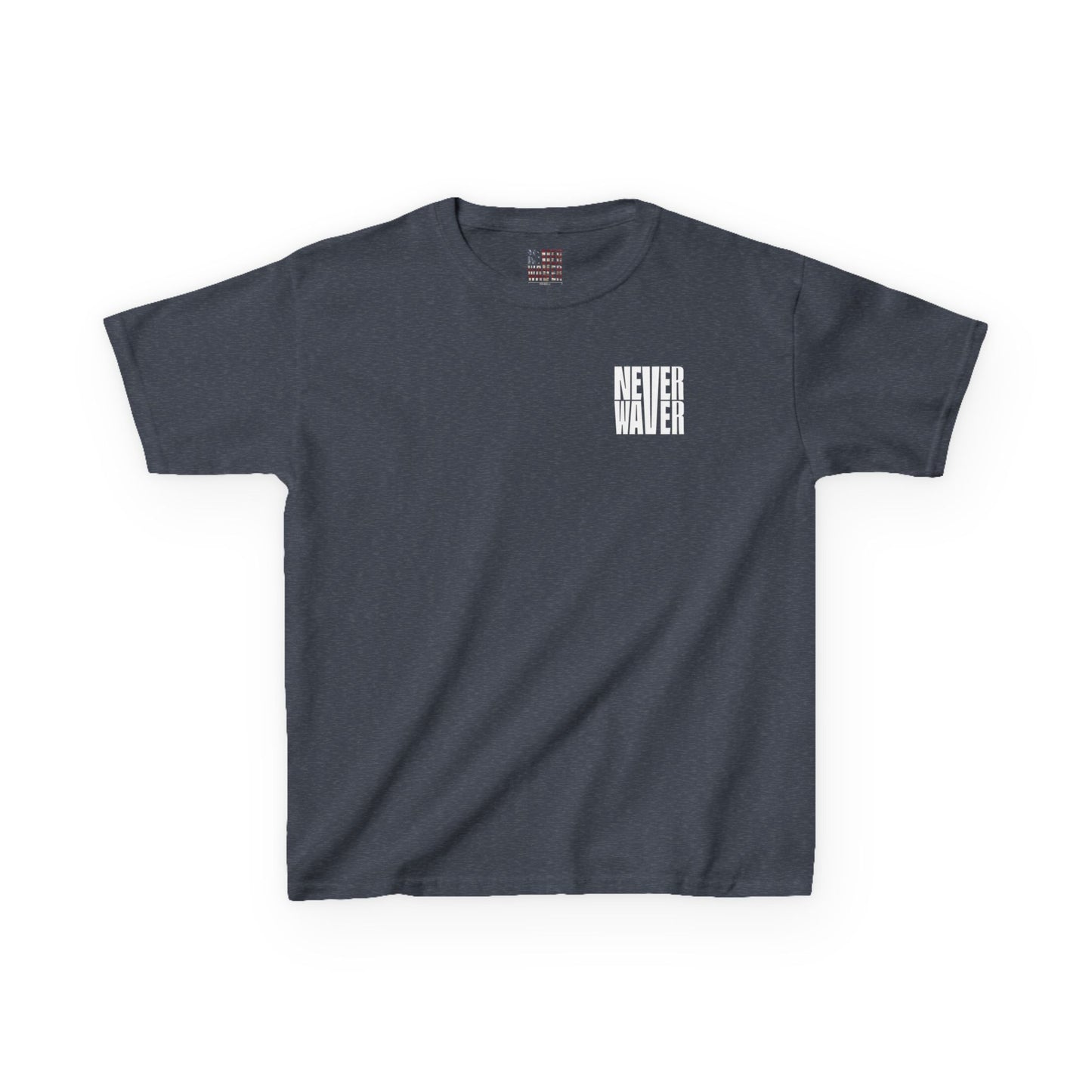 Kids Golf Tee -Never Waver” Jesus a bold, eye-catching design that reflects a steadfast faith and confidence in Christ. - Never Waver