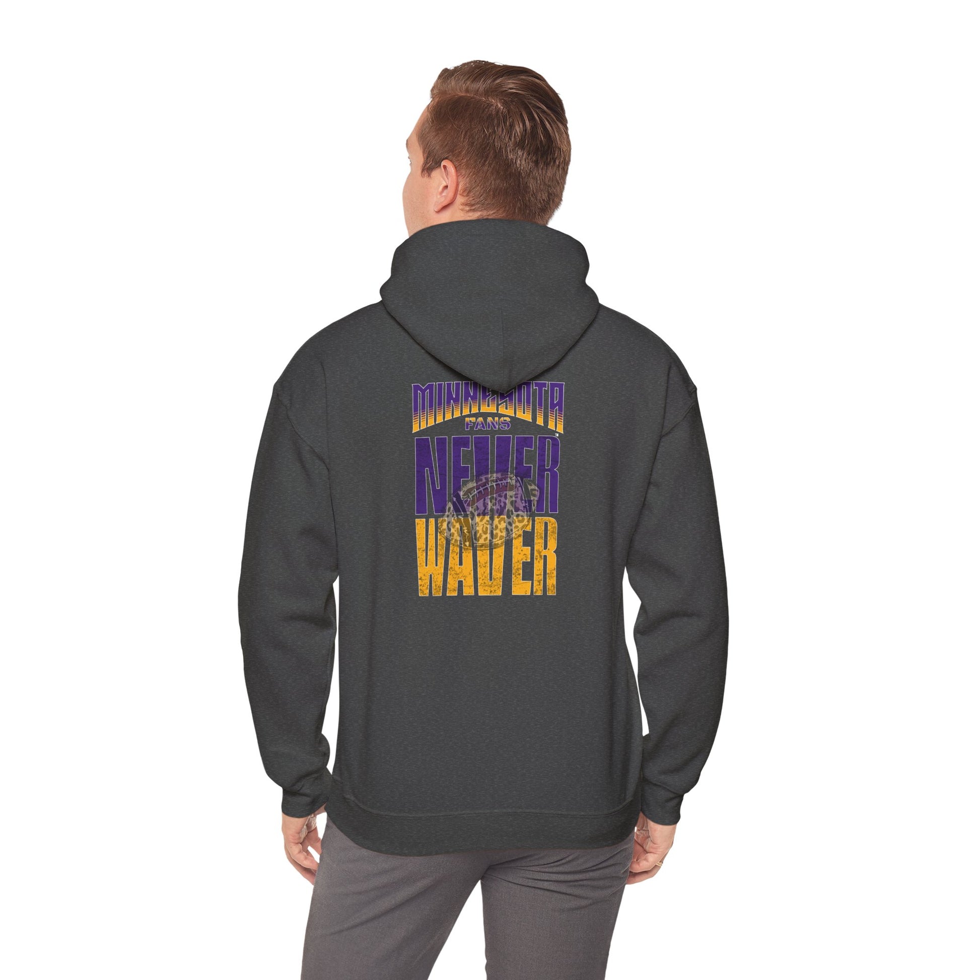 Minnesota Fans Never Waver w Leopard Football Unisex Heavy Blend™ Hooded Sweatshirt - Never Waver Design - Never Waver