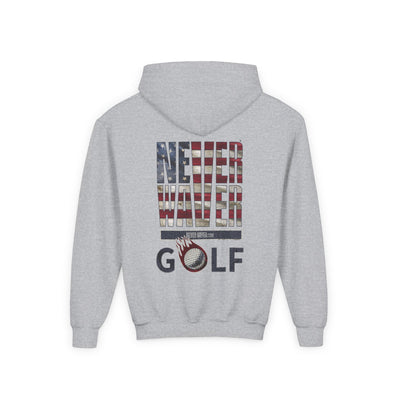 Youth Golf Hoodie - "Never Waver Golf" Sweatshirt for Young Golfers - Never Waver