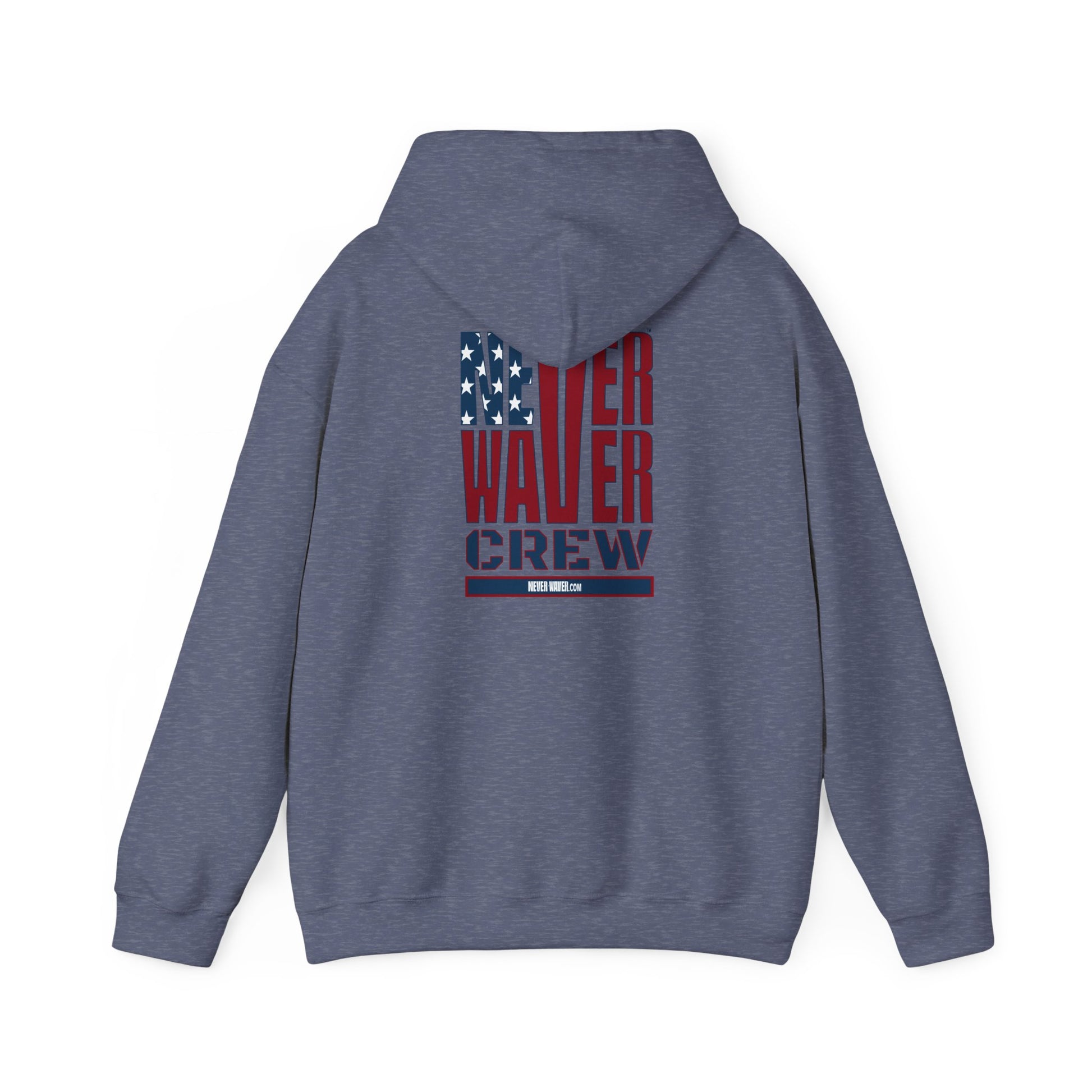 Unisex Heavy Blend™ Hooded Sweatshirt - Never Waver Crew with  American Flag Design - Never Waver