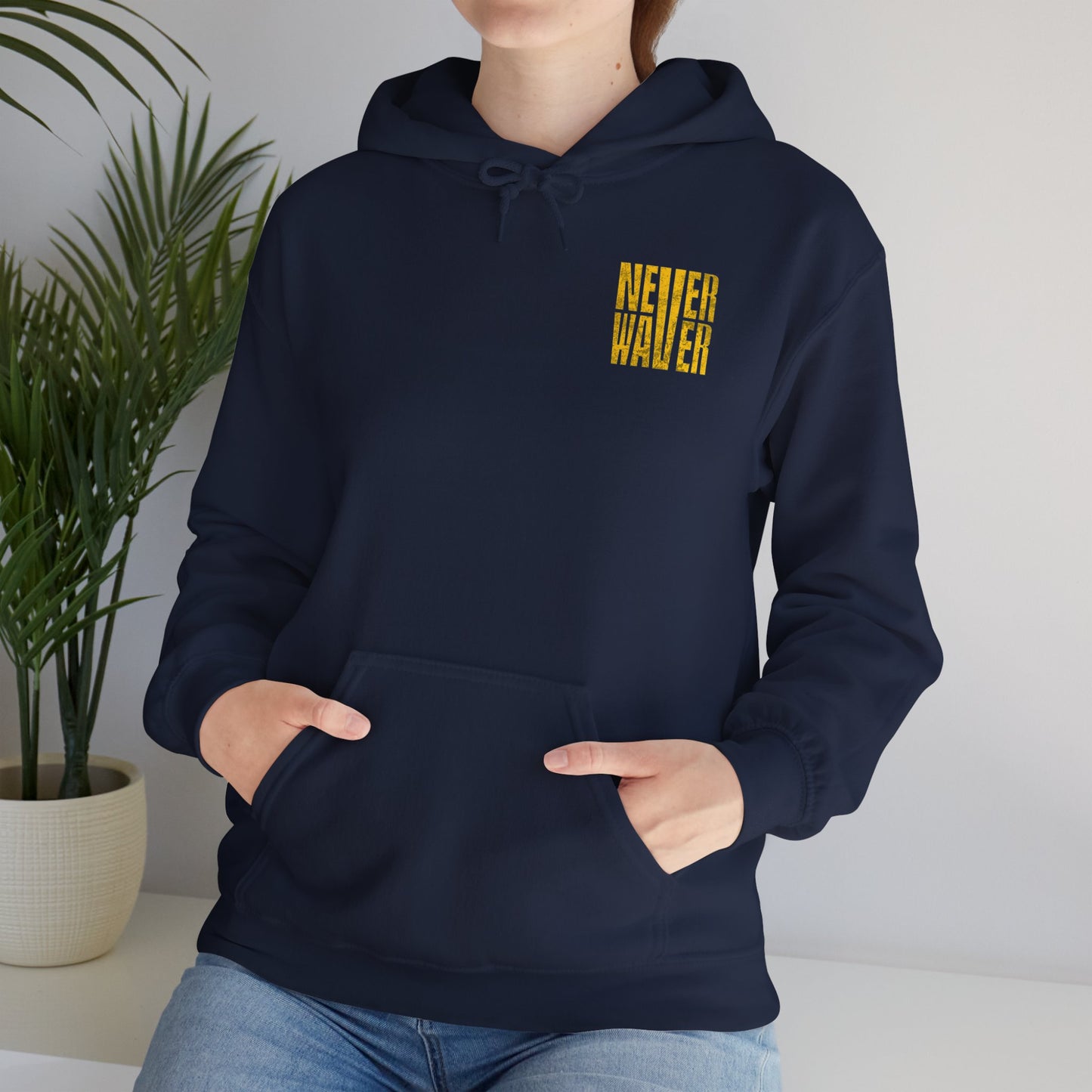 Los Angeles Fans Never Waver w Leopard Football Unisex Heavy Blend™ Hooded Sweatshirt - Cozy, Motivational Apparel for Everyday Wear