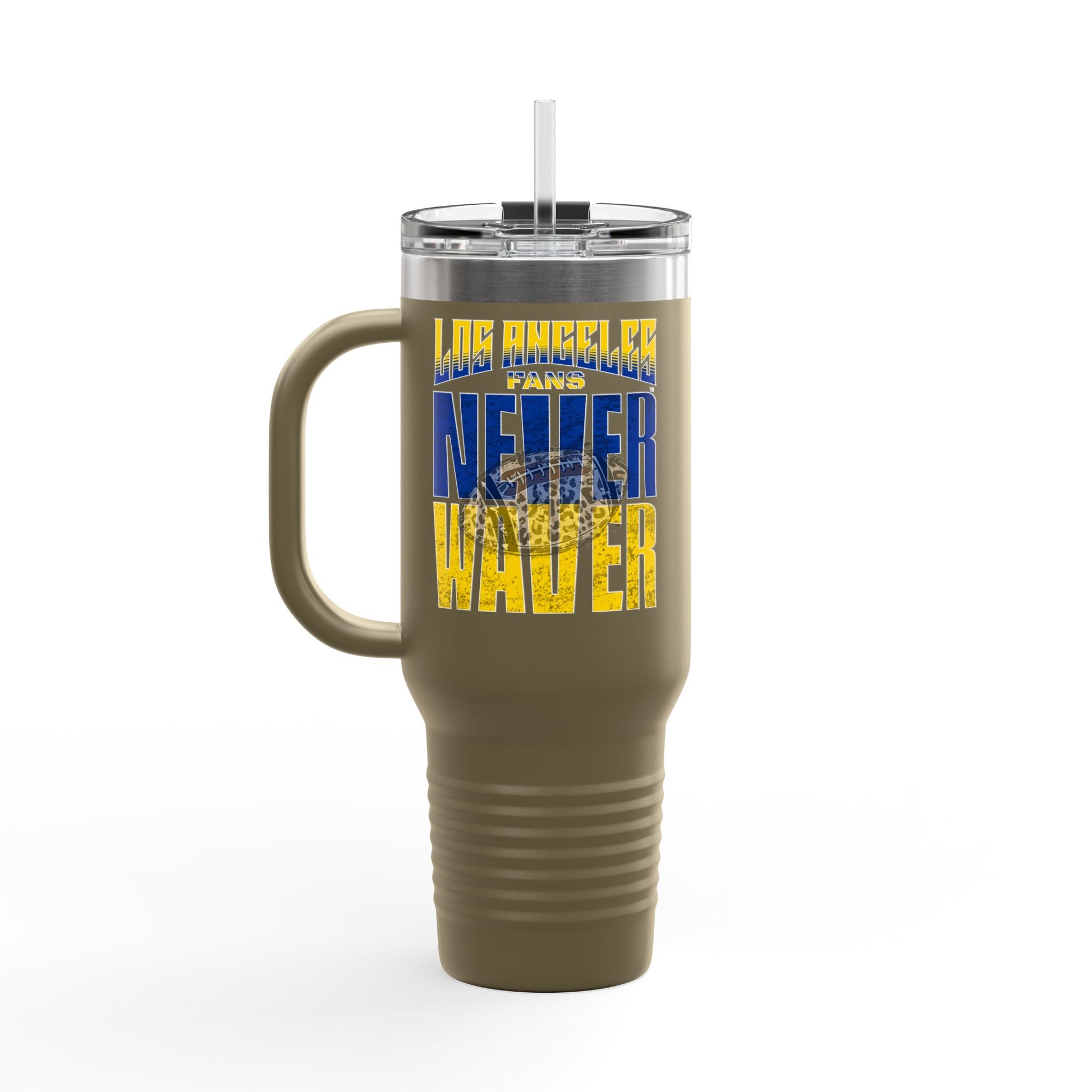 Los Angeles Fans Never Waver W-Leopard Football Insulated Travel Mug, 40oz - Never Waver