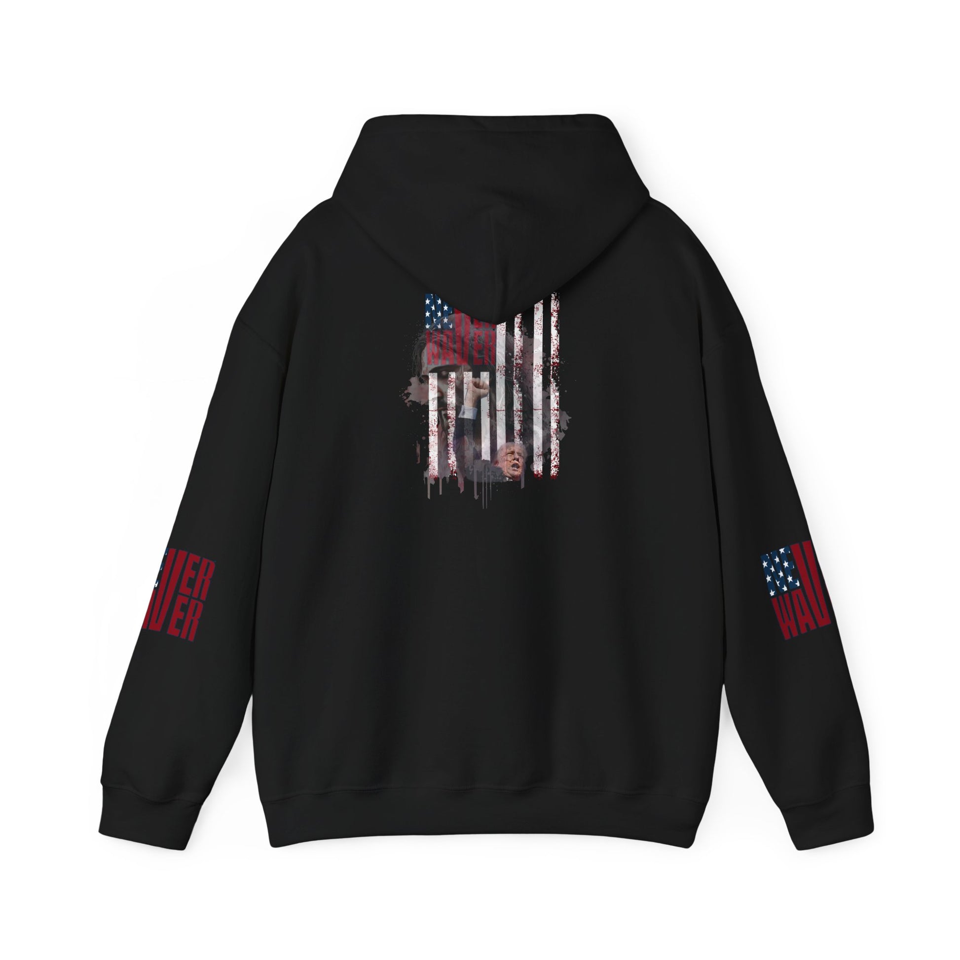 Unisex Heavy Blend™ Hooded Sweatshirt - Stylish Comfort with 'Never Waver Trump Fist Pump W Jesus  Protection' Design - Never Waver