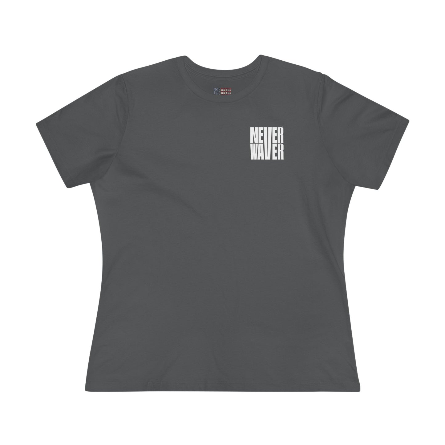 Never Waver” Jesus bold, eye-catching design that reflects a steadfast faith and confidence in Christ. Women's Cotton Tee - Never Waver
