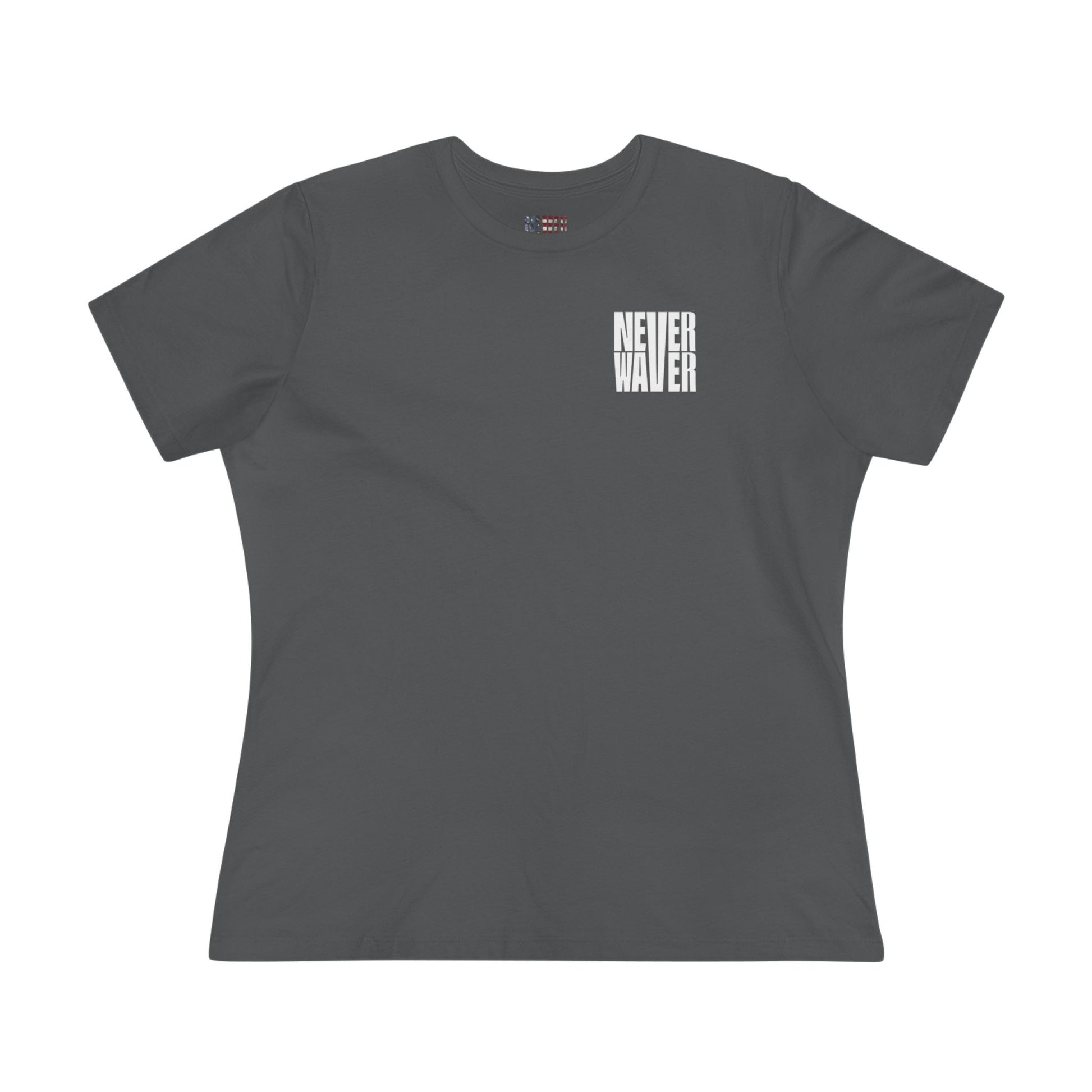 Never Waver” Jesus bold, eye-catching design that reflects a steadfast faith and confidence in Christ. Women's Cotton Tee - Never Waver