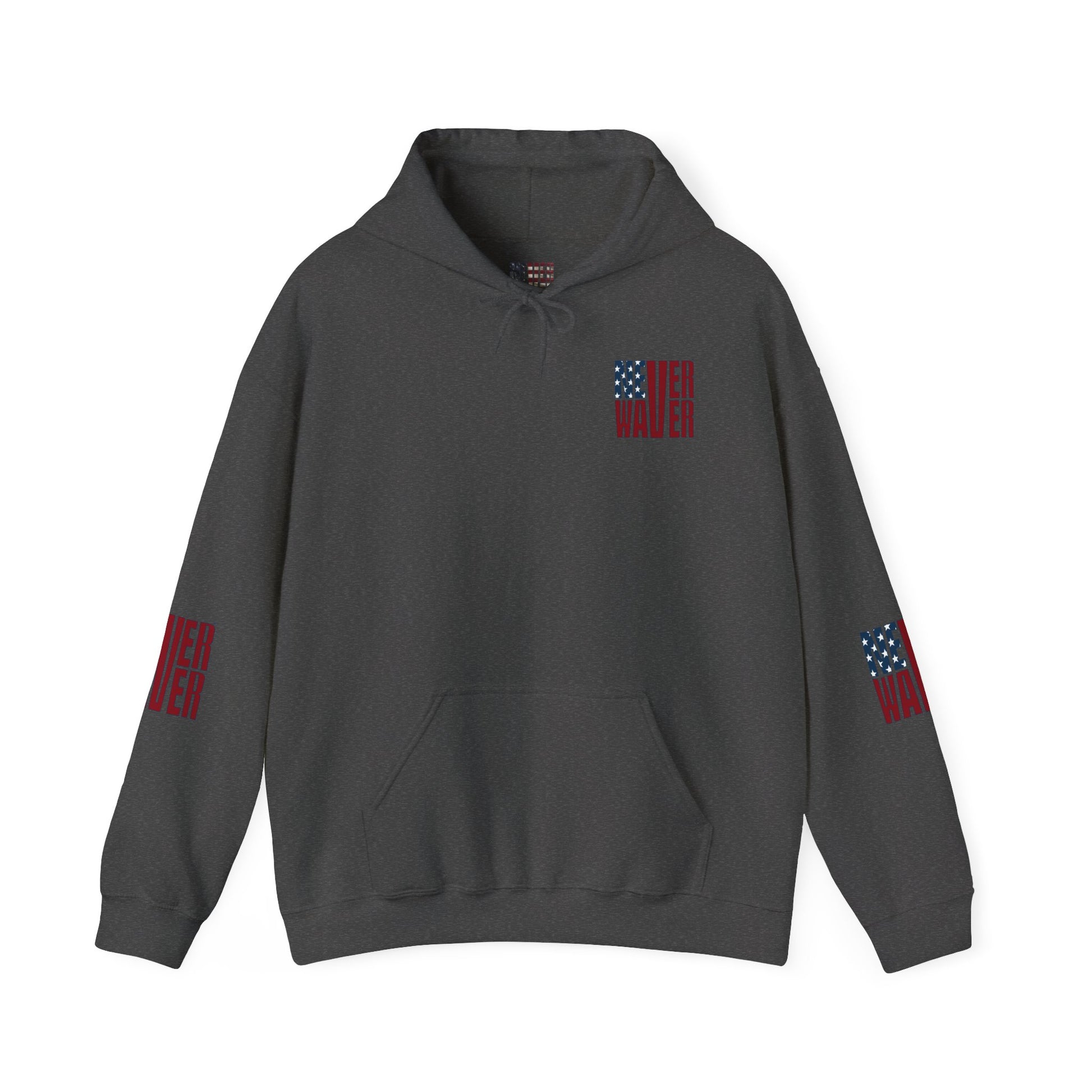Unisex Heavy Blend™ Hooded Sweatshirt - Stylish Comfort with 'Never Waver Trump Fist Pump W Jesus  Protection' Design - Never Waver