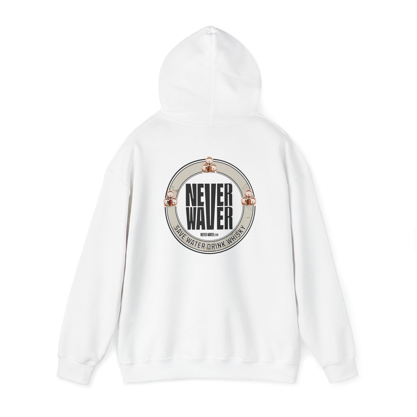 Eco-Friendly Unisex Hoodie: "Never Waver - Save Water, Drink Whiskey" - Never Waver