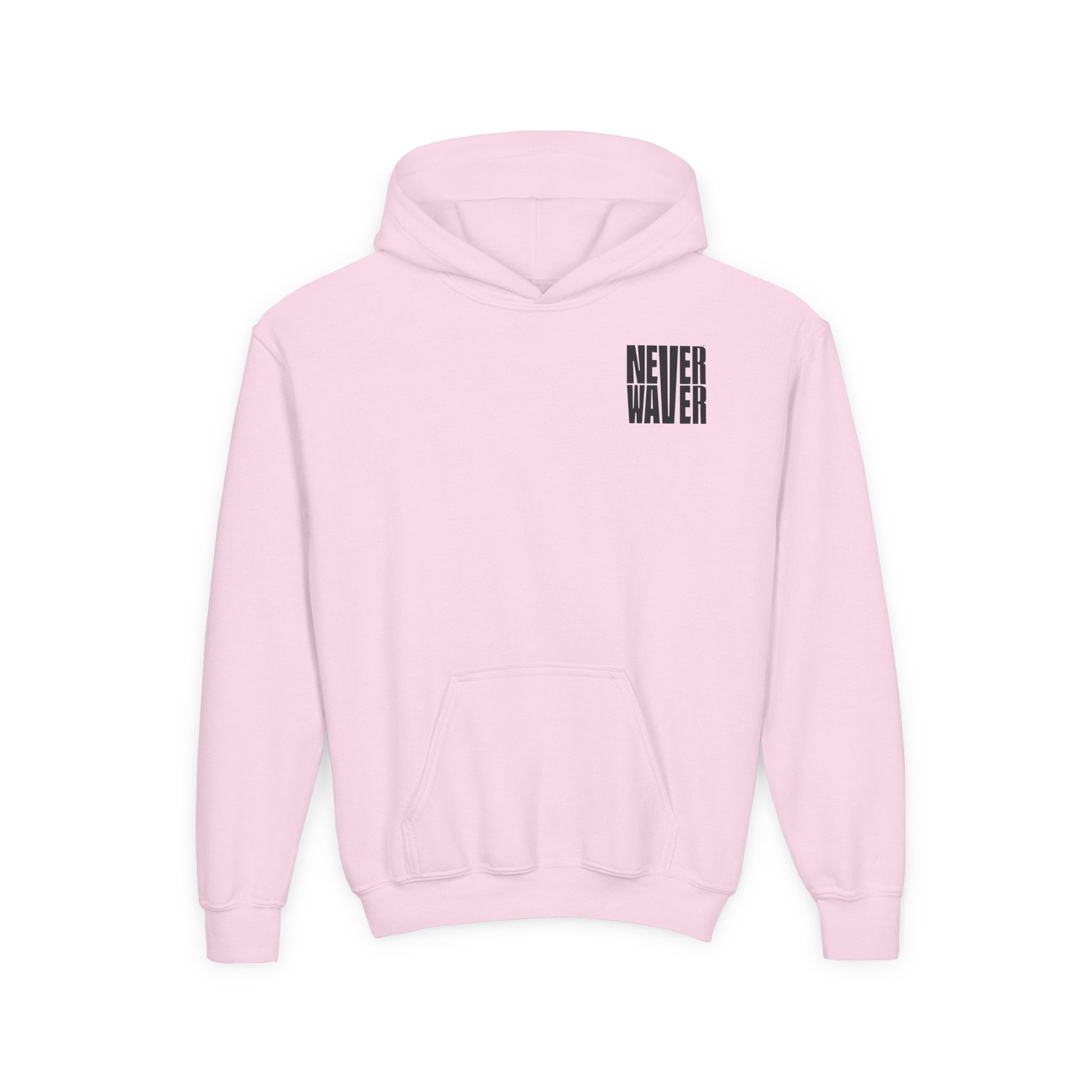 Hoodie - "Never Waver” Jesus a bold, eye-catching design that reflects a steadfast faith and confidence in Christ. " Sweatshirt for Young - Never Waver