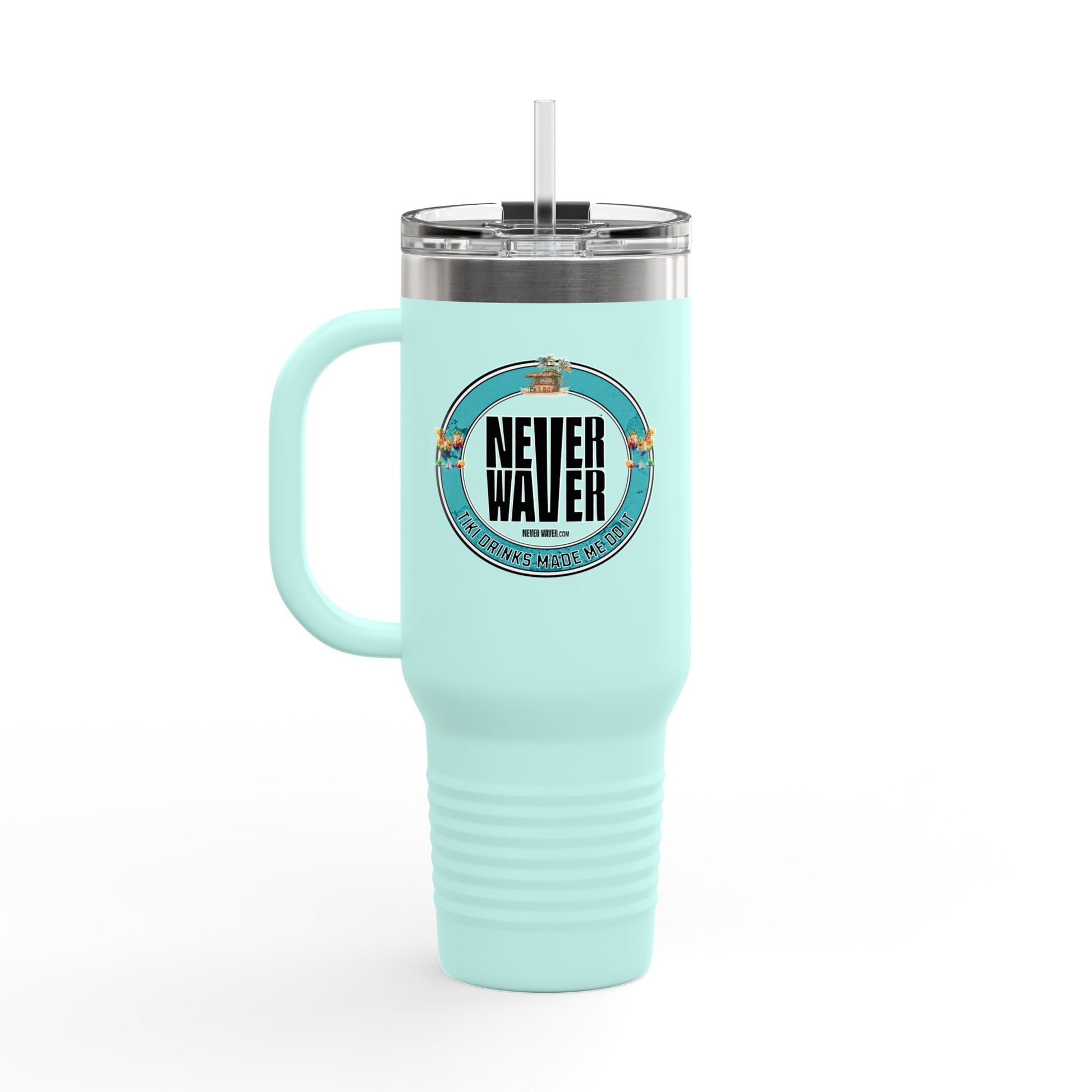 Never Waver Tiki Drinks Made Me Do It? Insulated Travel Mug, 40oz - Never Waver