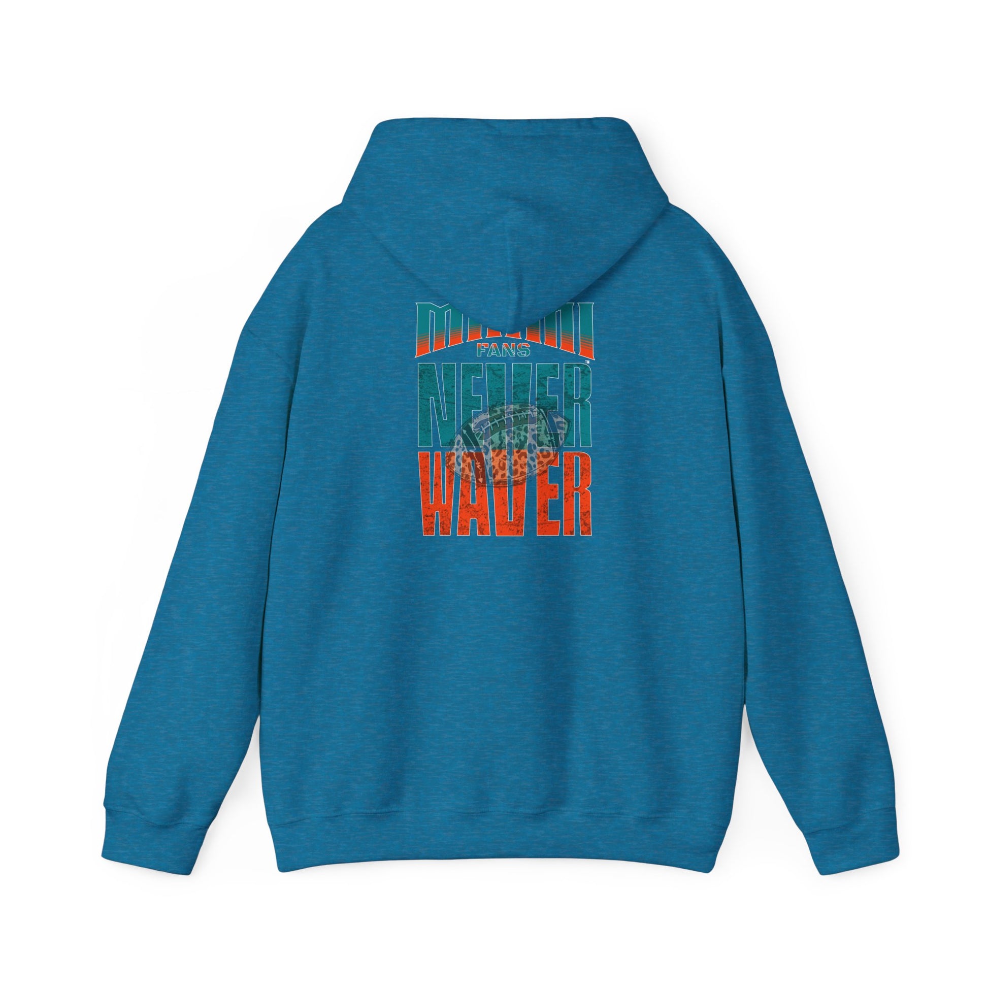 Unisex Heavy Blend™ Hooded Sweatshirt -Miami Fans  NEVER WAVER w Leopard Football | Cozy Streetwear for Every Day - Never Waver