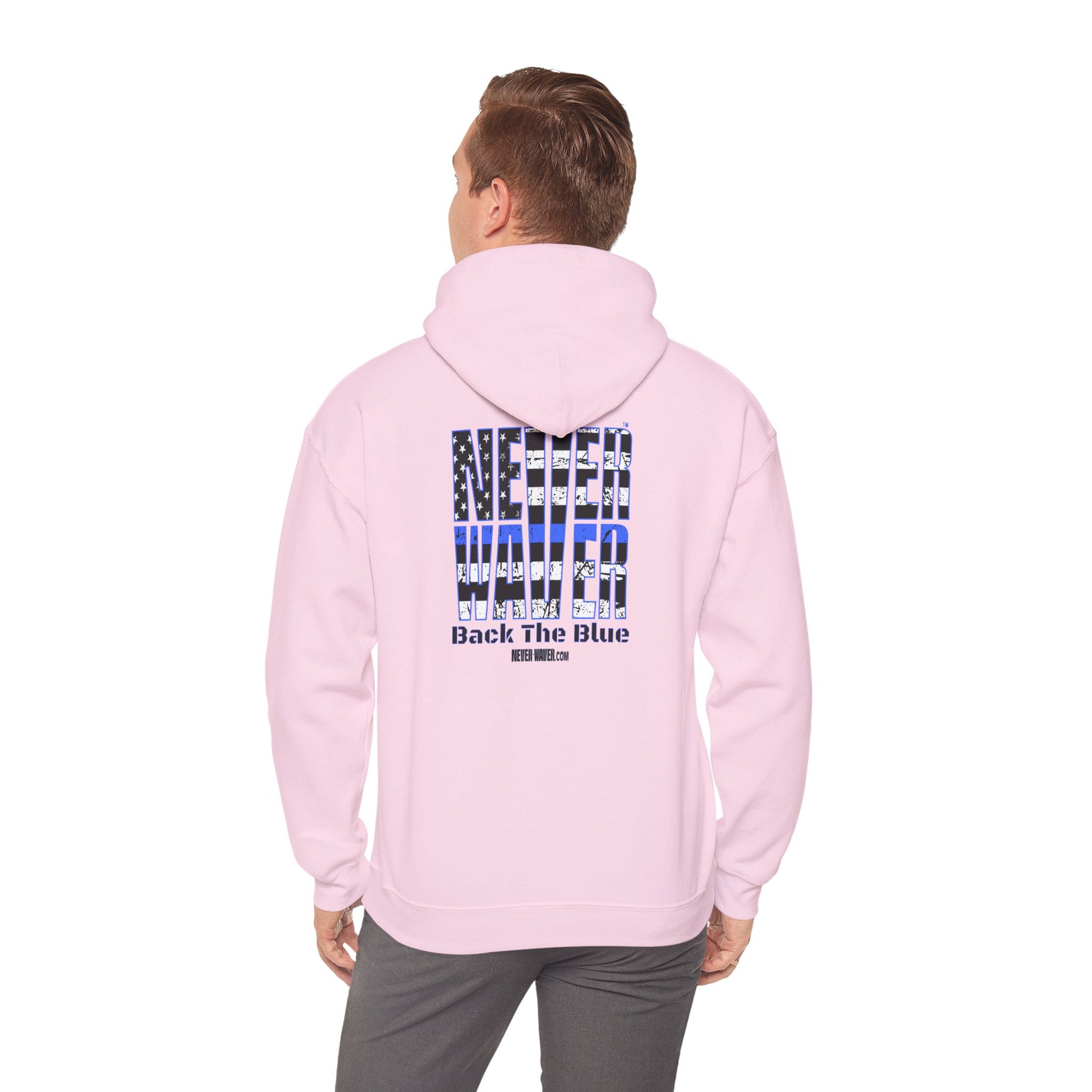 Never Waver Back The Blue Hoodie - Unisex Heavy Blend Sweatshirt - Never Waver