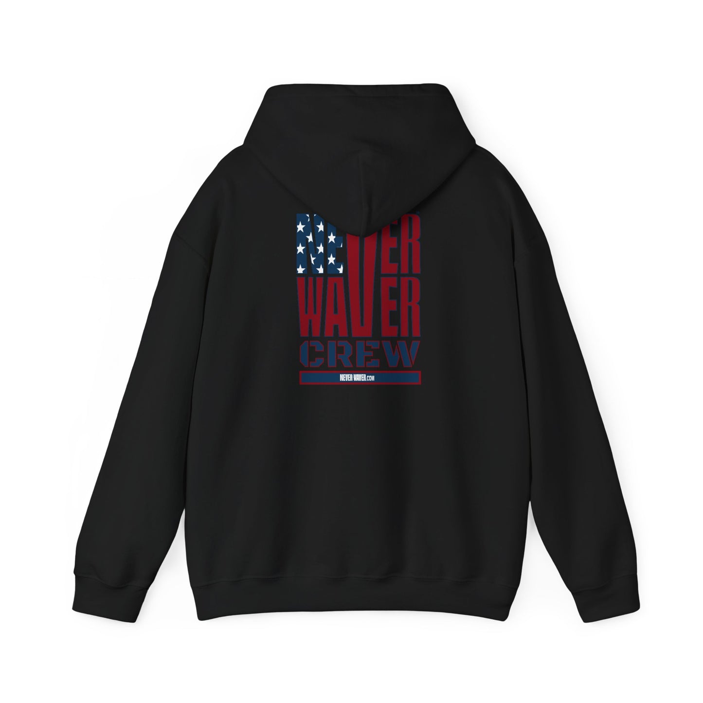 Unisex Heavy Blend™ Hooded Sweatshirt - Never Waver Crew with  American Flag Design - Never Waver
