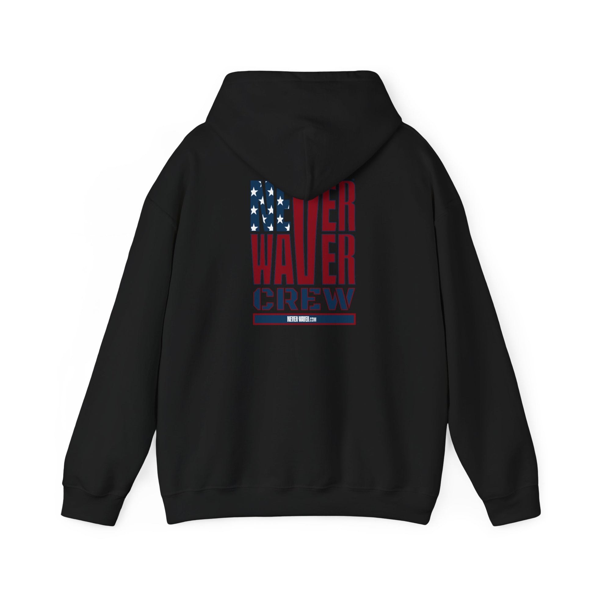 Unisex Heavy Blend™ Hooded Sweatshirt - Never Waver Crew with  American Flag Design - Never Waver