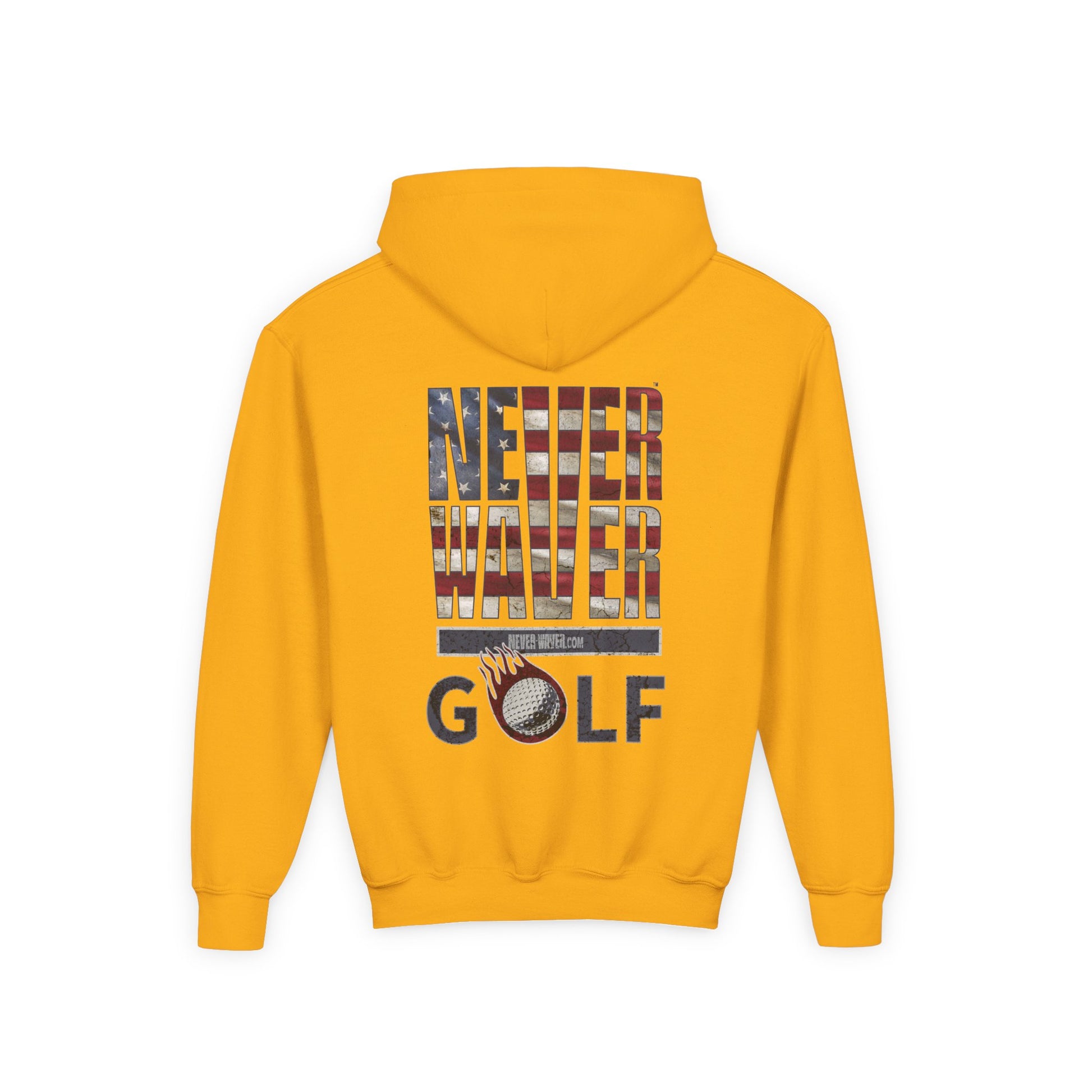Youth Golf Hoodie - "Never Waver Golf" Sweatshirt for Young Golfers - Never Waver