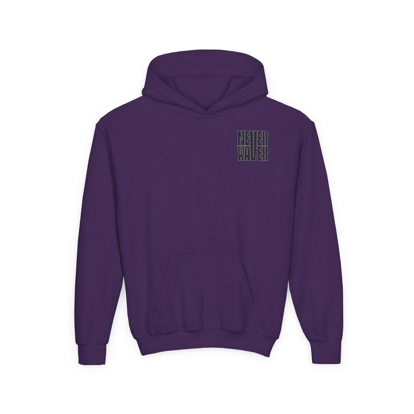 Hoodie - "Never Waver” Jesus a bold, eye-catching design that reflects a steadfast faith and confidence in Christ. " Sweatshirt for Young - Never Waver