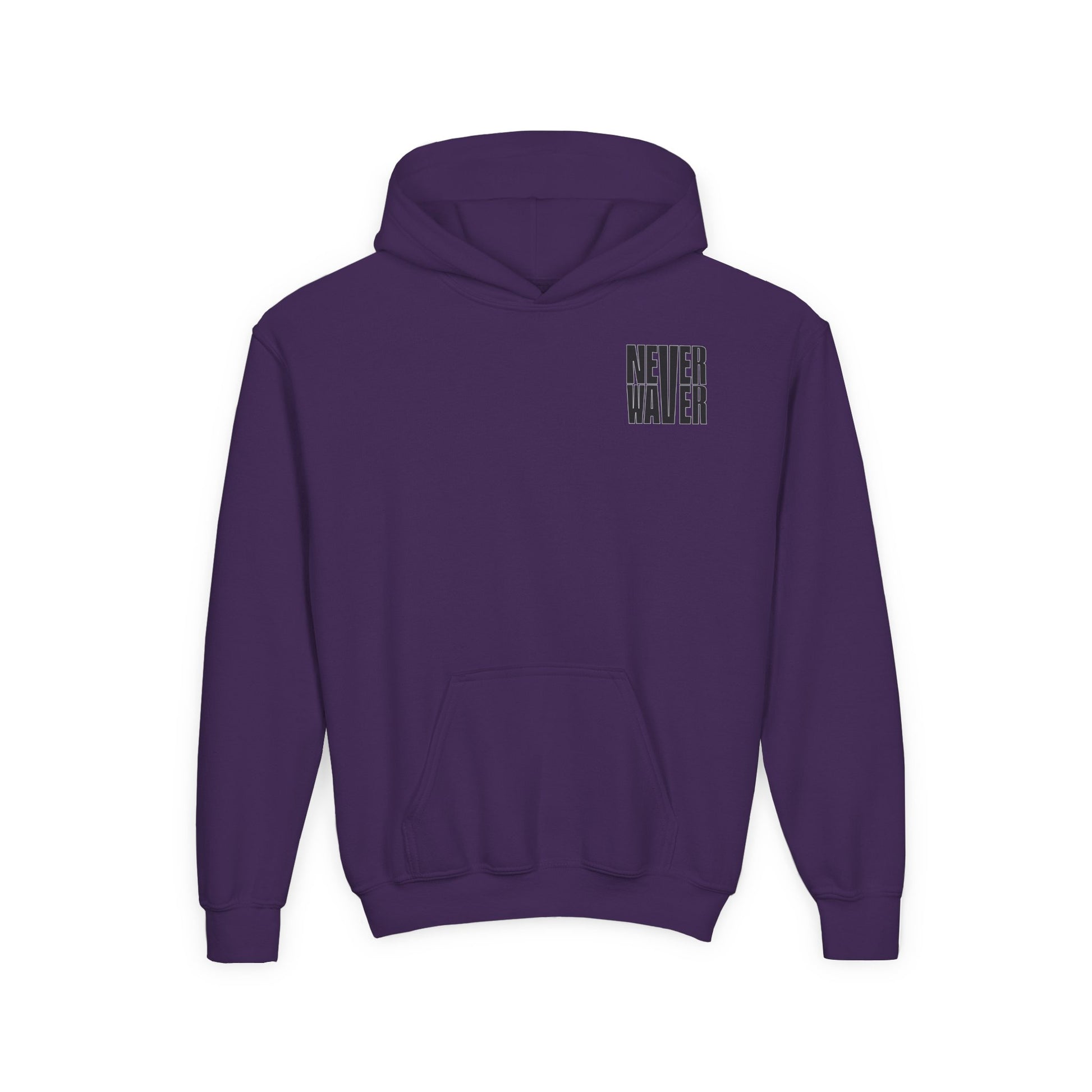 Hoodie - "Never Waver” Jesus a bold, eye-catching design that reflects a steadfast faith and confidence in Christ. " Sweatshirt for Young - Never Waver
