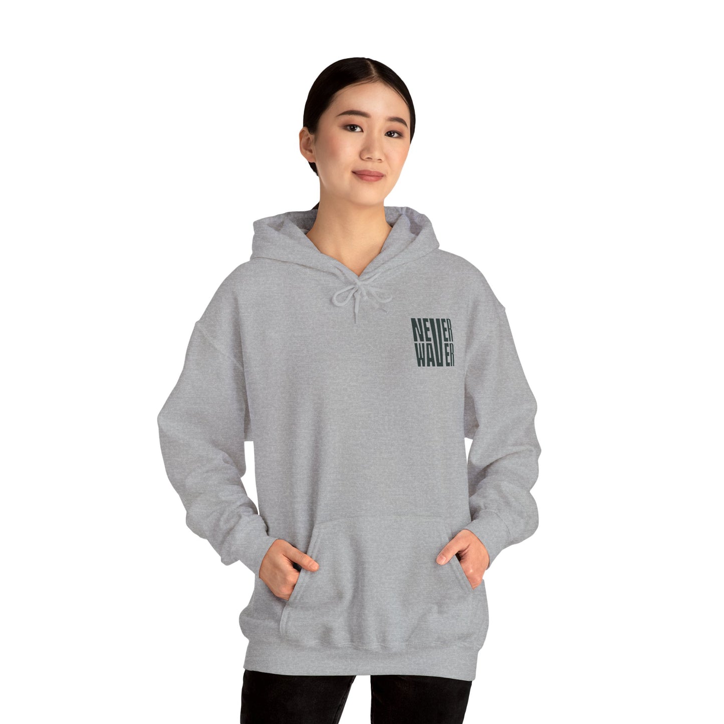 New York Fans Never Waver W Leopard Football Unisex Heavy Blend™ Hooded Sweatshirt - Never Waver