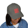 Stylish Embroidered Cap - "NEVER WAVER" Red Baseball Hat
