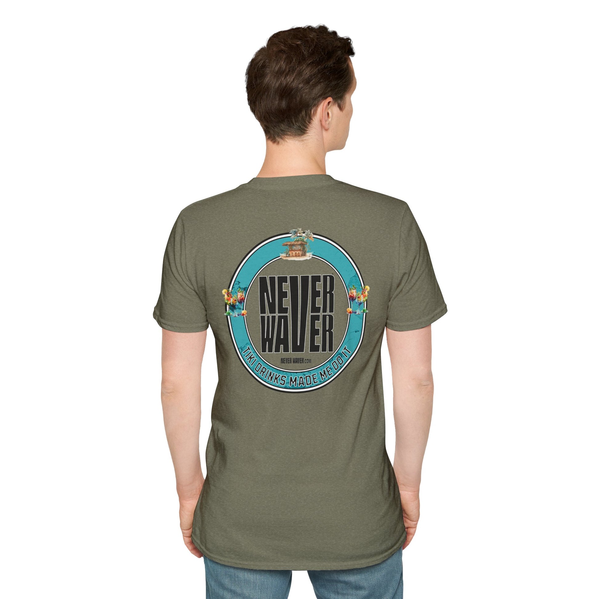 Never Waver Tiki Drinks Made Me Do It? Unisex Soft style T-Shirt - Never Waver