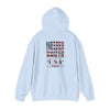 Unisex Heavy Blend™ Hooded Sweatshirt - 'Never Waver' USA Flag Design - Never Waver