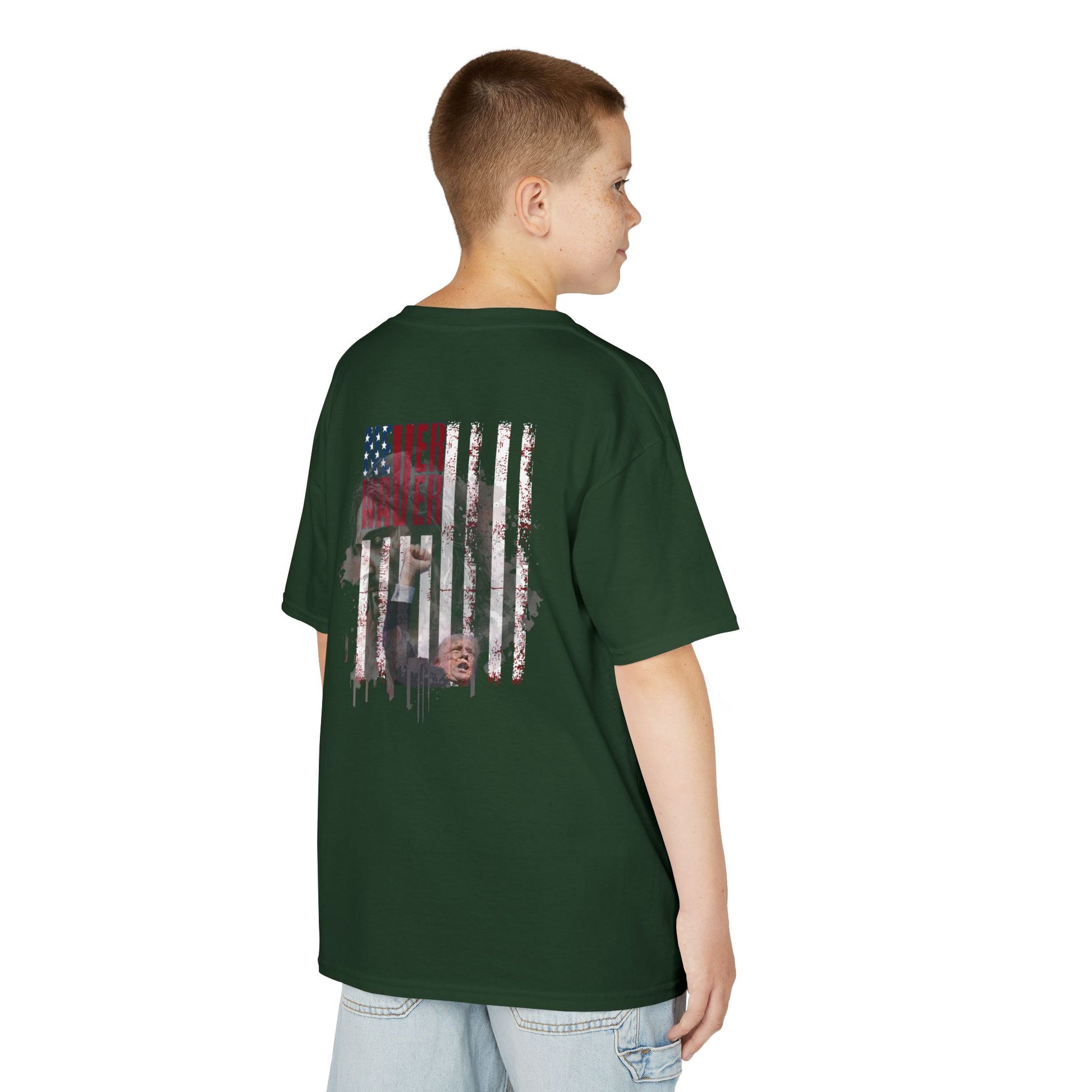 Never Waver Trump Fist Pump W Jesus Protection Kids Heavy Cotton™ Tee - Never Waver