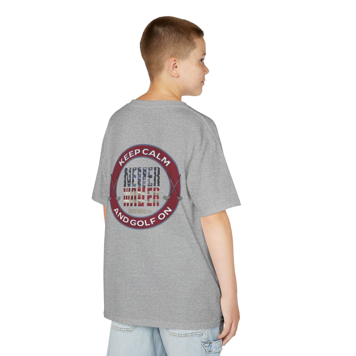 Kids Golf Tee - Keep Calm Never Waver and Golf On - Never Waver