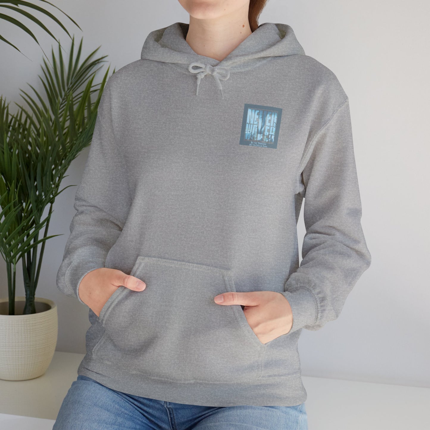 Cozy Unisex Hooded Sweatshirt - "Never Waver" Motivational Design - Never Waver