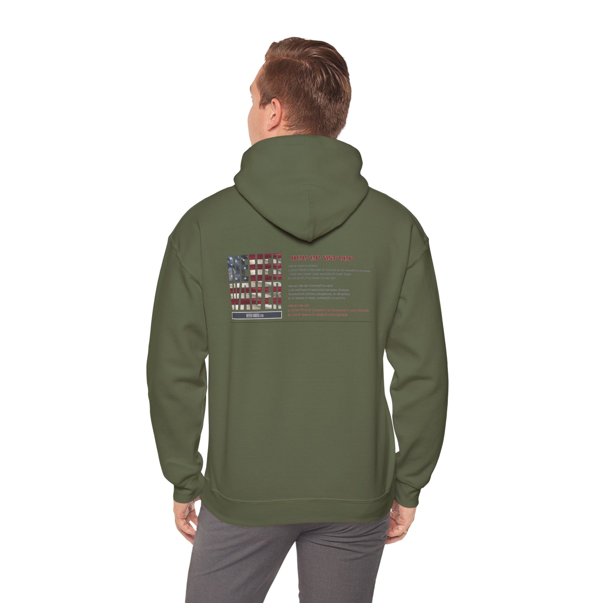 Inspirational Unisex Hoodie - 'Never Waver Definition ' Motivational Sweatshirt - Never Waver