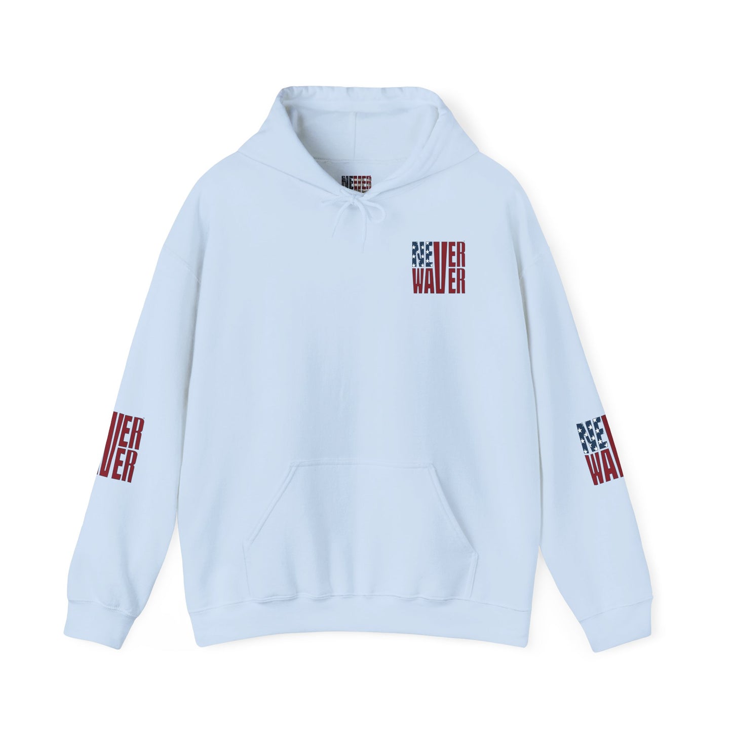 Unisex Heavy Blend™ Hooded Sweatshirt - Stylish Comfort with 'Never Waver Trump Fist Pump W Jesus  Protection' Design - Never Waver