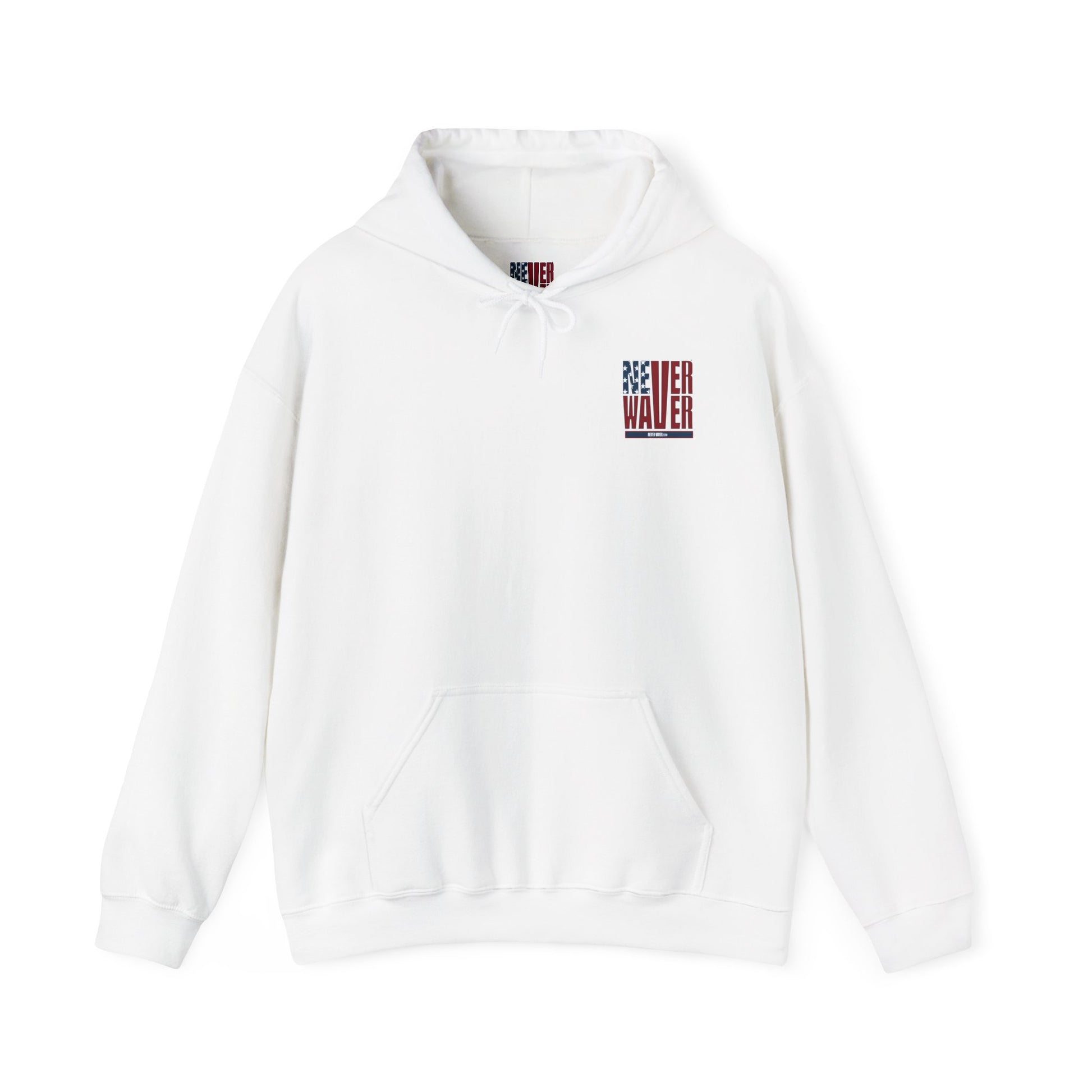 Unisex Heavy Blend™ Hooded Sweatshirt - Never Waver Crew with  American Flag Design - Never Waver