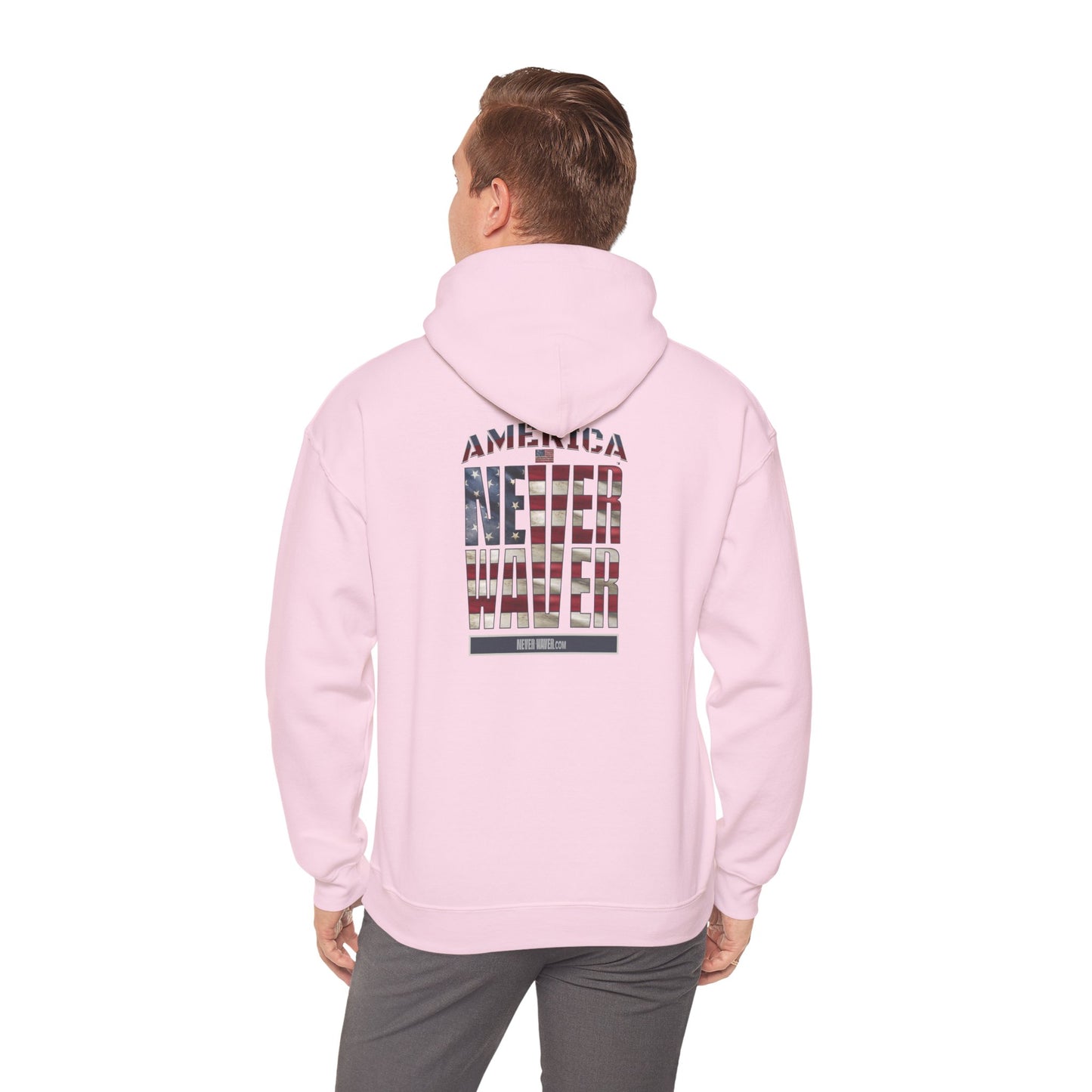 Patriotic Unisex Heavy Blend™ Hooded Sweatshirt - 'America Never Waver' - Never Waver