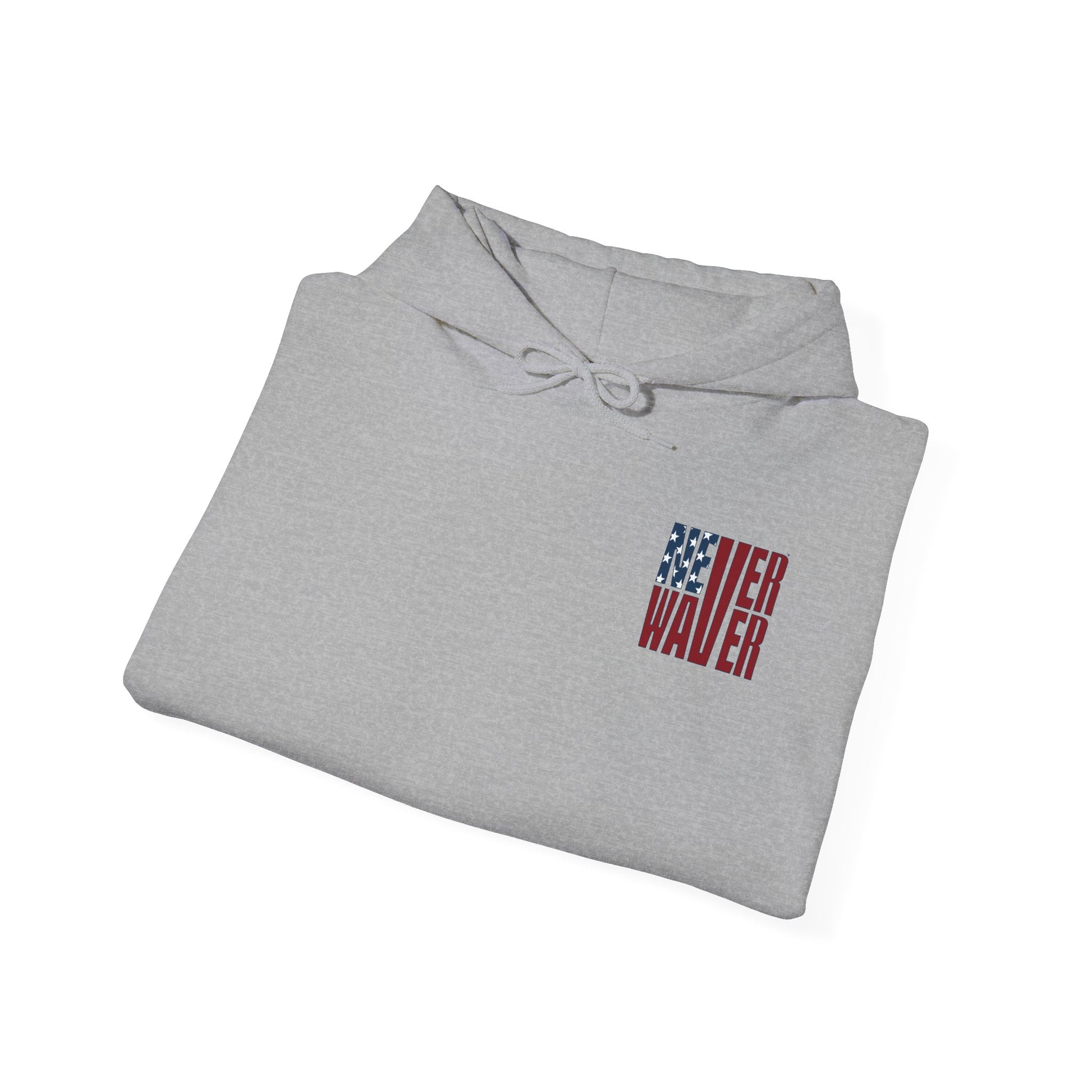 Unisex Heavy Blend™ Hooded Sweatshirt - Stylish Comfort with 'Never Waver Trump Fist Pump W Jesus  Protection' Design - Never Waver