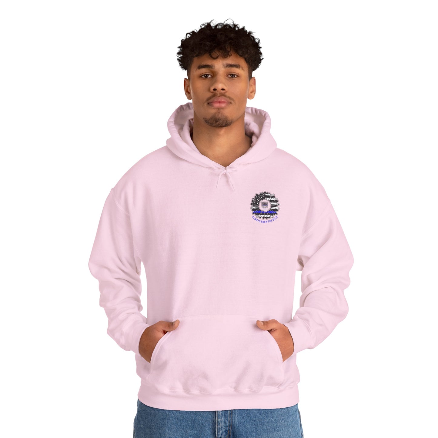 Never Waver Always Back the Blue Hooded Sweatshirt - Unisex Heavy Blend™ - Never Waver