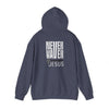 Never Waver” Jesus a bold, eye-catching design that reflects a steadfast faith and confidence in Christ. Hoodie - Unisex Heavy Blend™ Sweatshirt - Never Waver