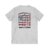 Unisex V-Neck Tee - 'America Never Wavers' Patriotic Shirt - Never Waver