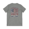 Unisex V-Neck Tee - 'America Never Wavers' Patriotic Shirt - Never Waver