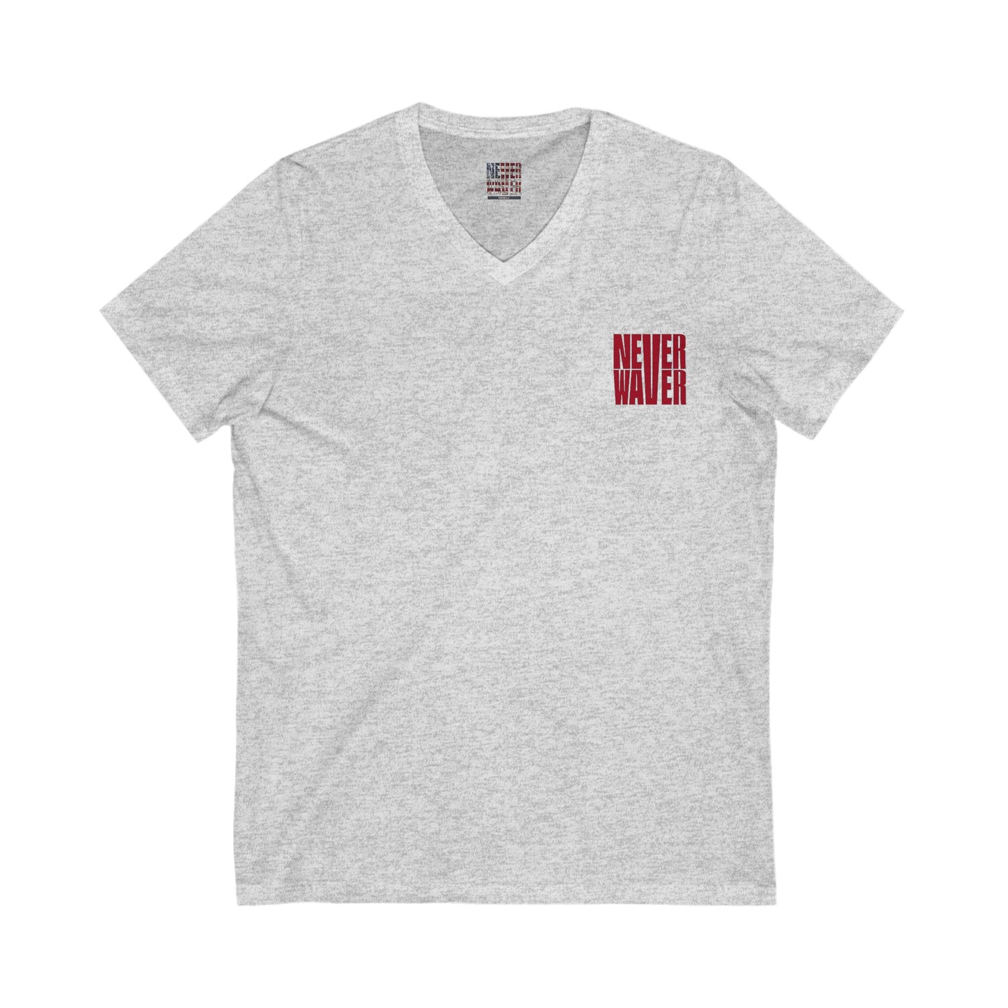 Never Waver Just A Mom Trying Not to Raise A&&holes V-Neck Tee for Moms - Patriotic Short Sleeve Shirt - Never Waver