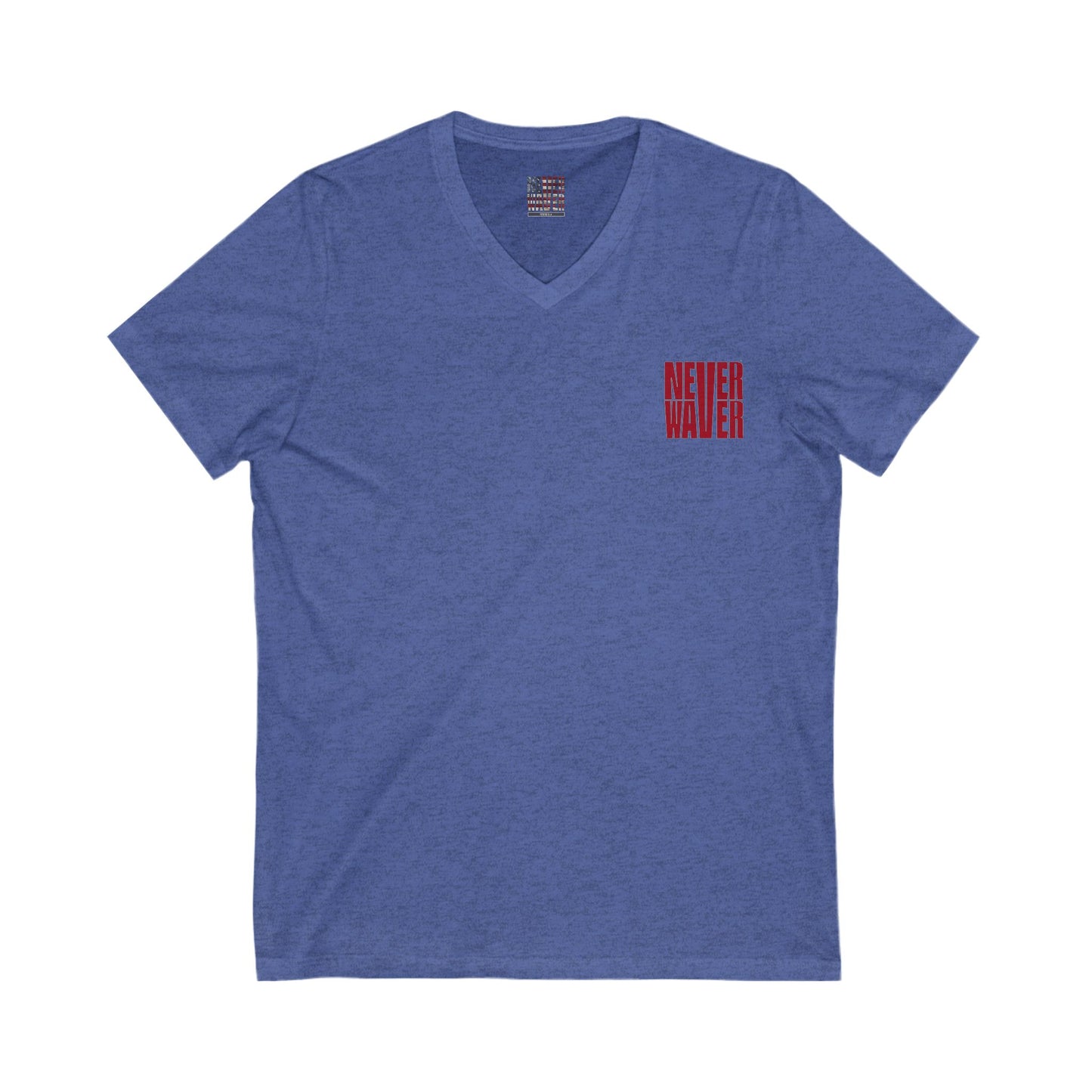 Never Waver Just A Mom Trying Not to Raise A&&holes V-Neck Tee for Moms - Patriotic Short Sleeve Shirt - Never Waver
