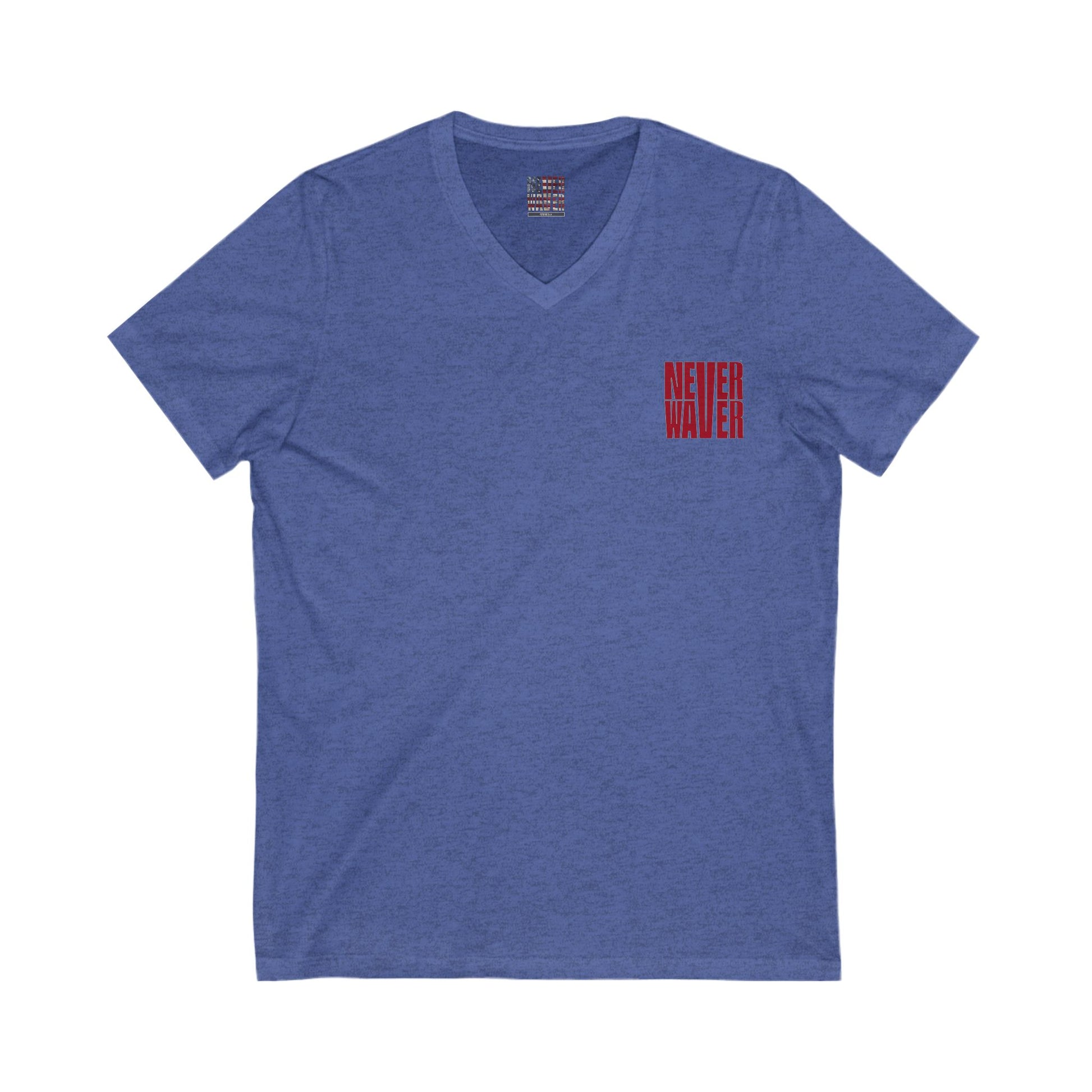 Never Waver Just A Mom Trying Not to Raise A&&holes V-Neck Tee for Moms - Patriotic Short Sleeve Shirt - Never Waver