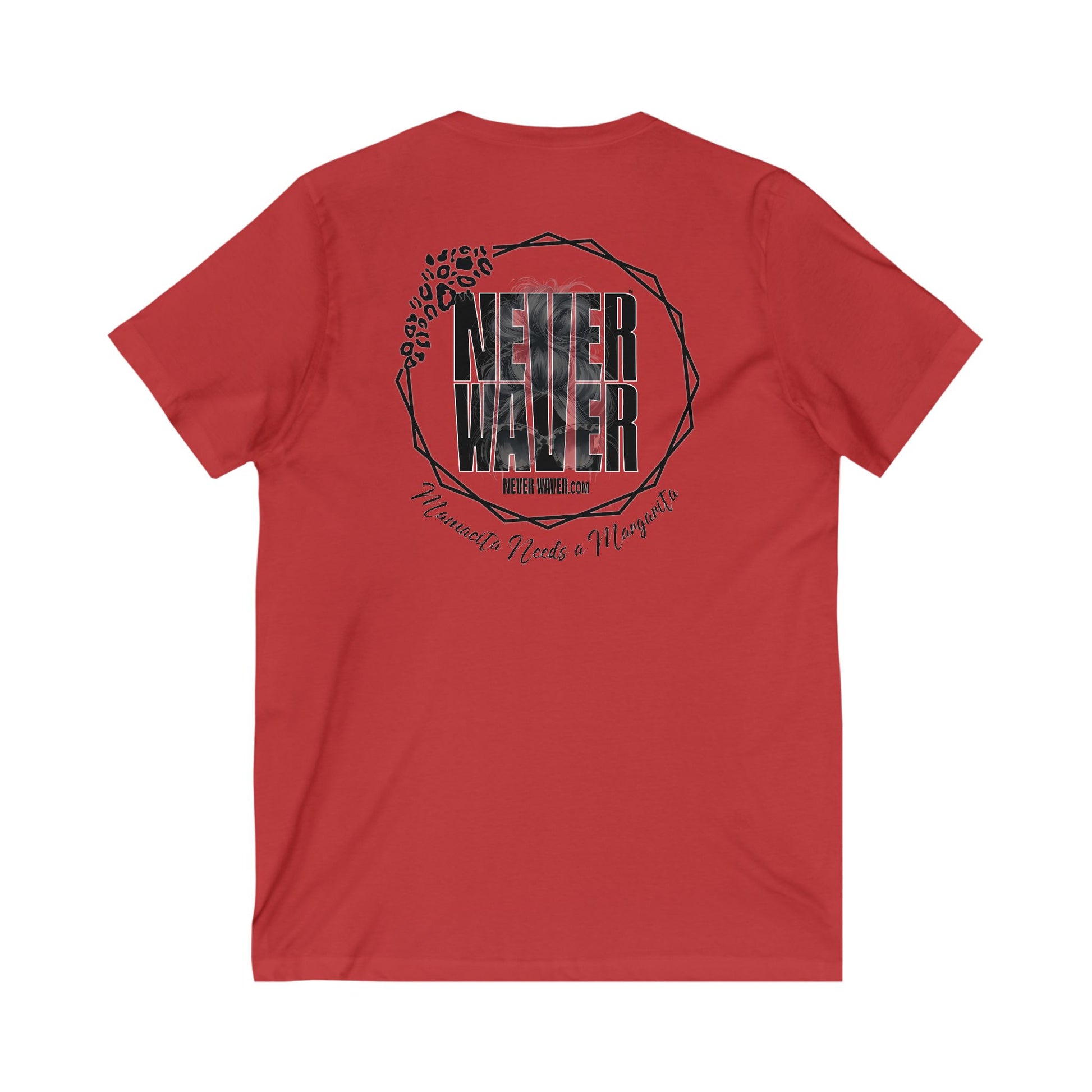 Never Waver Mamacita Needs a Margarita V-Neck Tee for Moms - Patriotic Short Sleeve Shirt - Never Waver