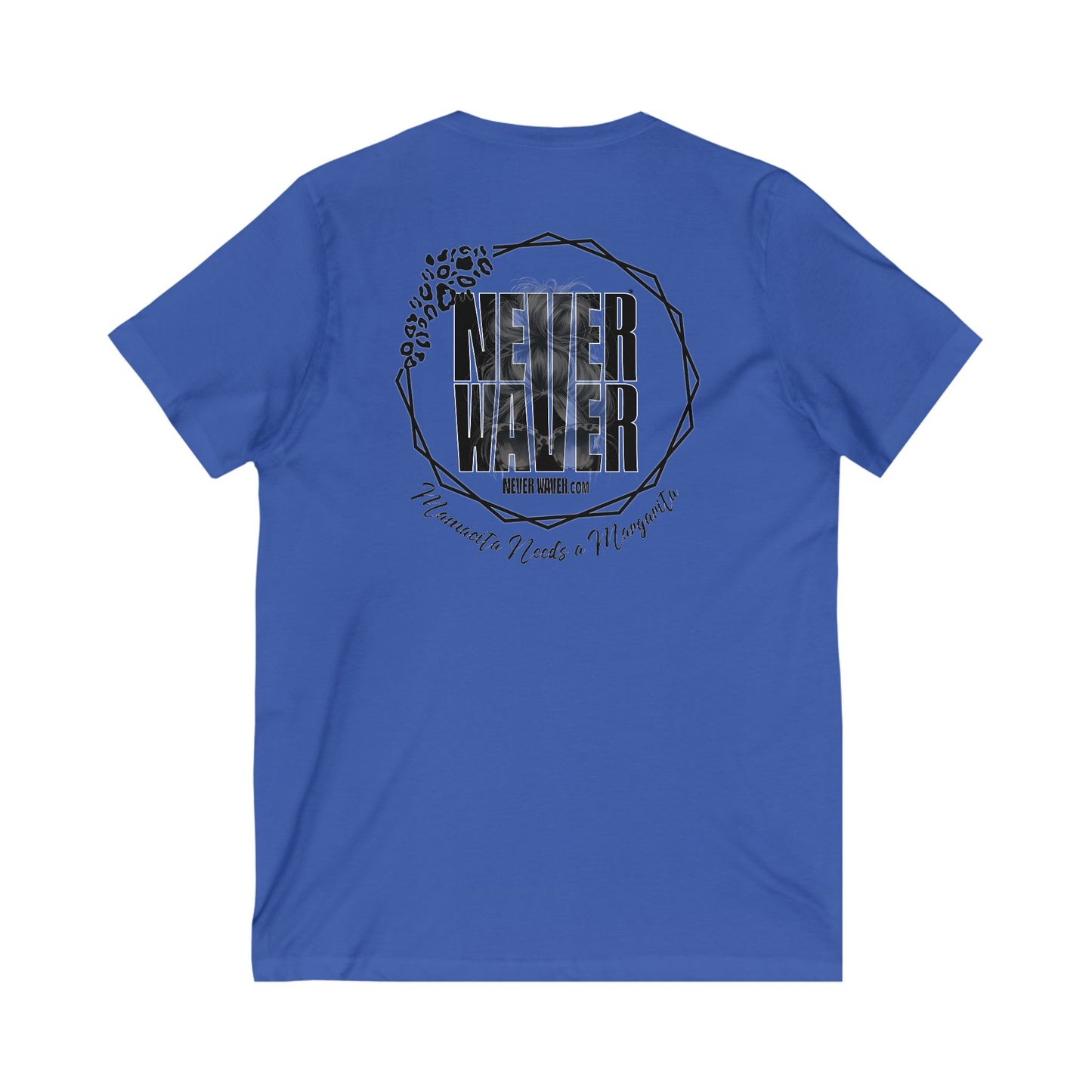 Never Waver Mamacita Needs a Margarita V-Neck Tee for Moms - Patriotic Short Sleeve Shirt - Never Waver