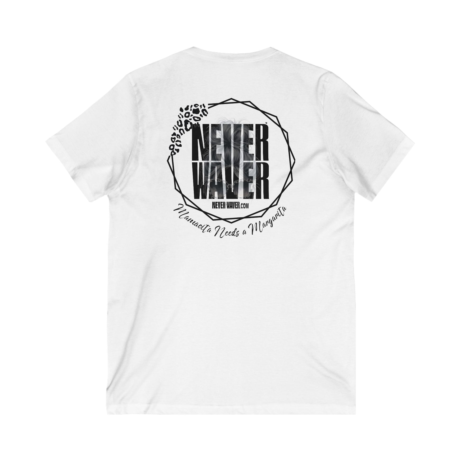 Never Waver Mamacita Needs a Margarita V-Neck Tee for Moms - Patriotic Short Sleeve Shirt - Never Waver