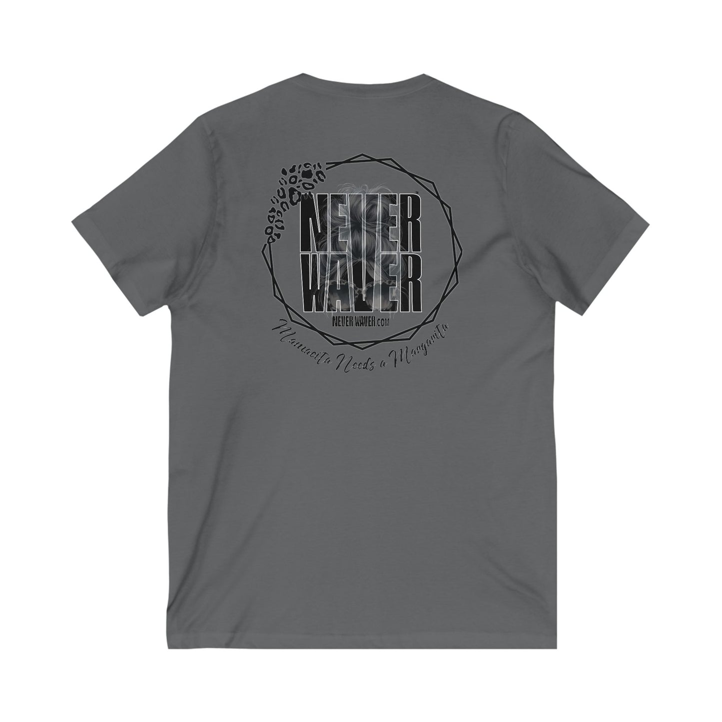 Never Waver Mamacita Needs a Margarita V-Neck Tee for Moms - Patriotic Short Sleeve Shirt - Never Waver